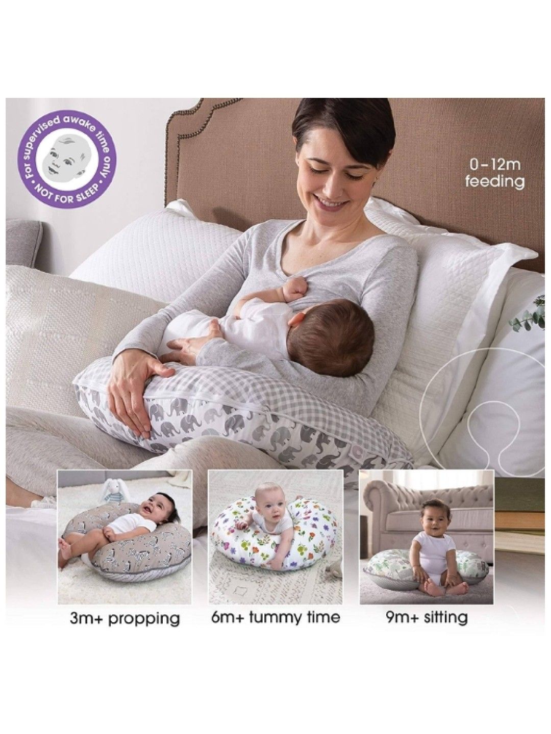 Boppy Nursing Pillow Silver Sketch (No Color- Image 4)