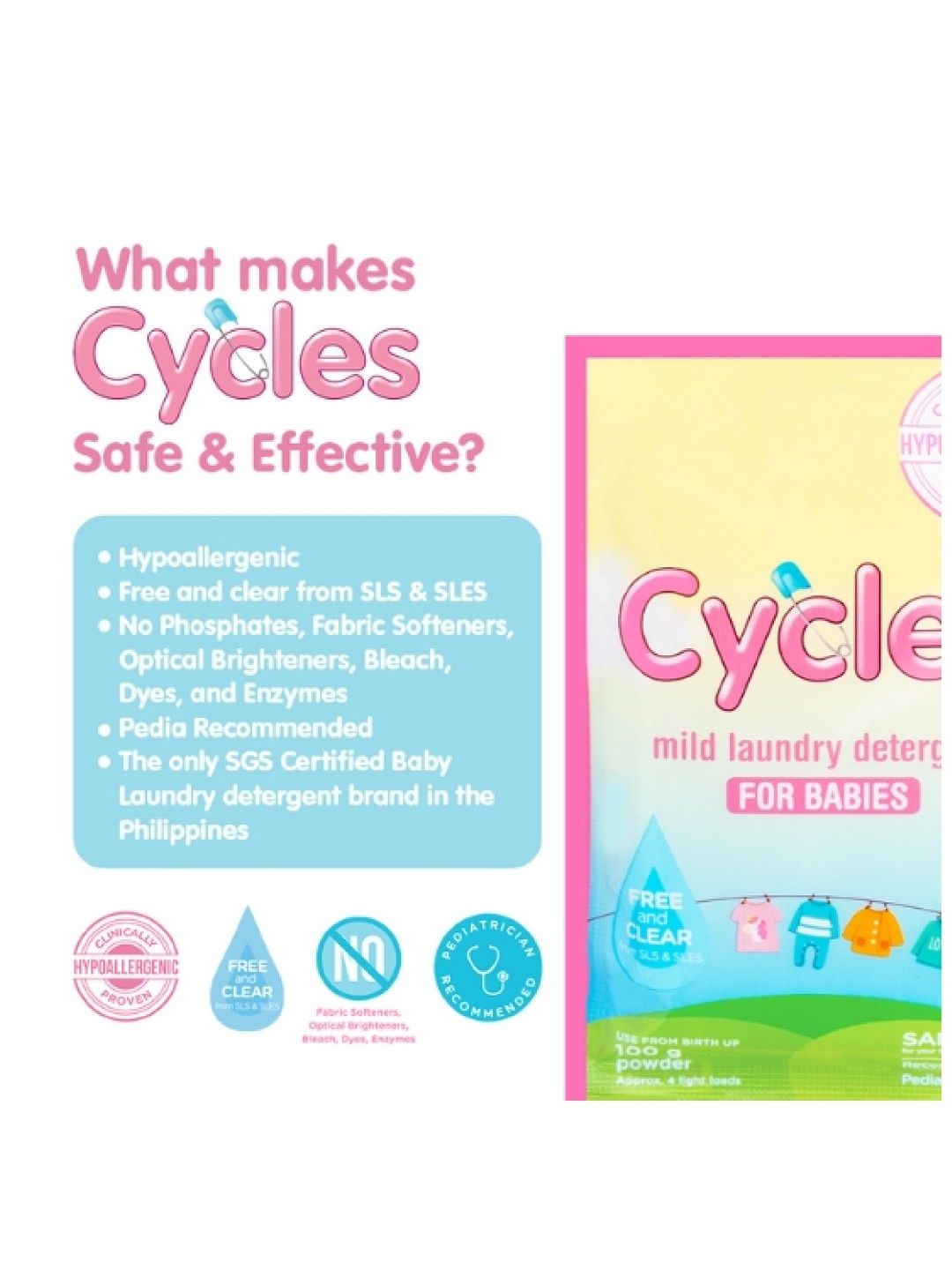 Cycles Mild Laundry Detergent Powder Set of 3 (100g) (No Color- Image 4)