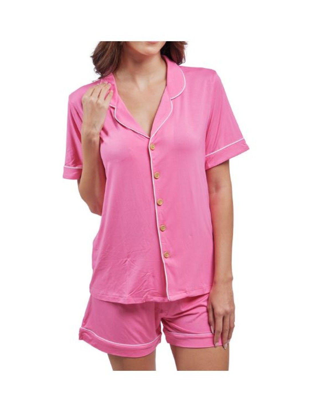 Bamberry Baby Adult Short Sleeves Button Down Shorts (Fuchsia Pink- Image 4)