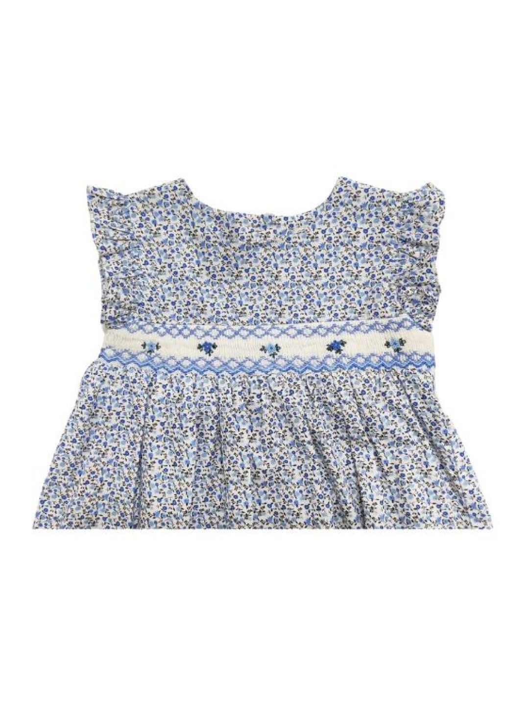 Periwinkle Dasha Printed Floral Smocked Dess (Blue- Image 4)