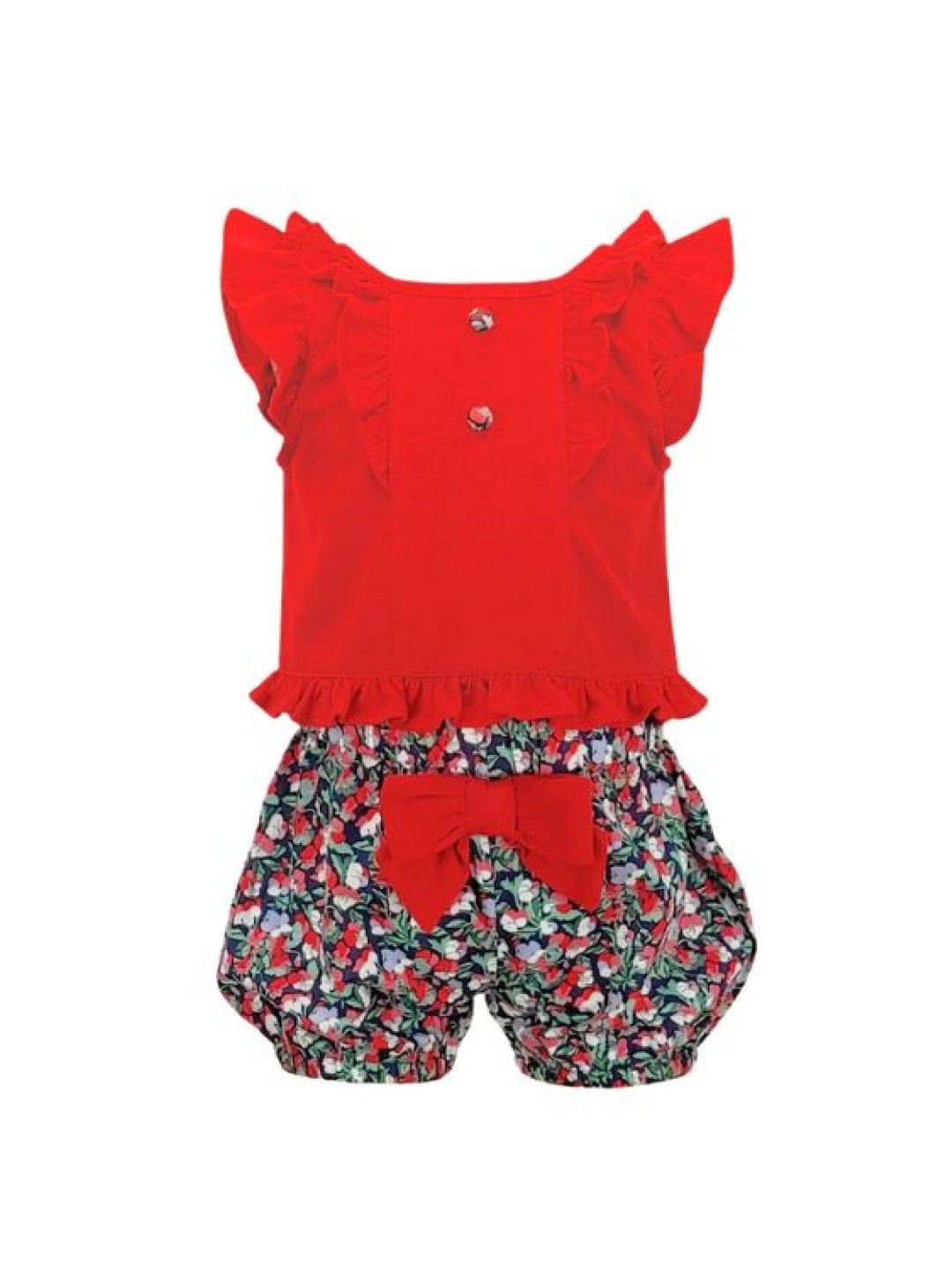 Periwinkle Aisabelle Two-Piece Set Top and Floral shorts with bow (Red- Image 4)