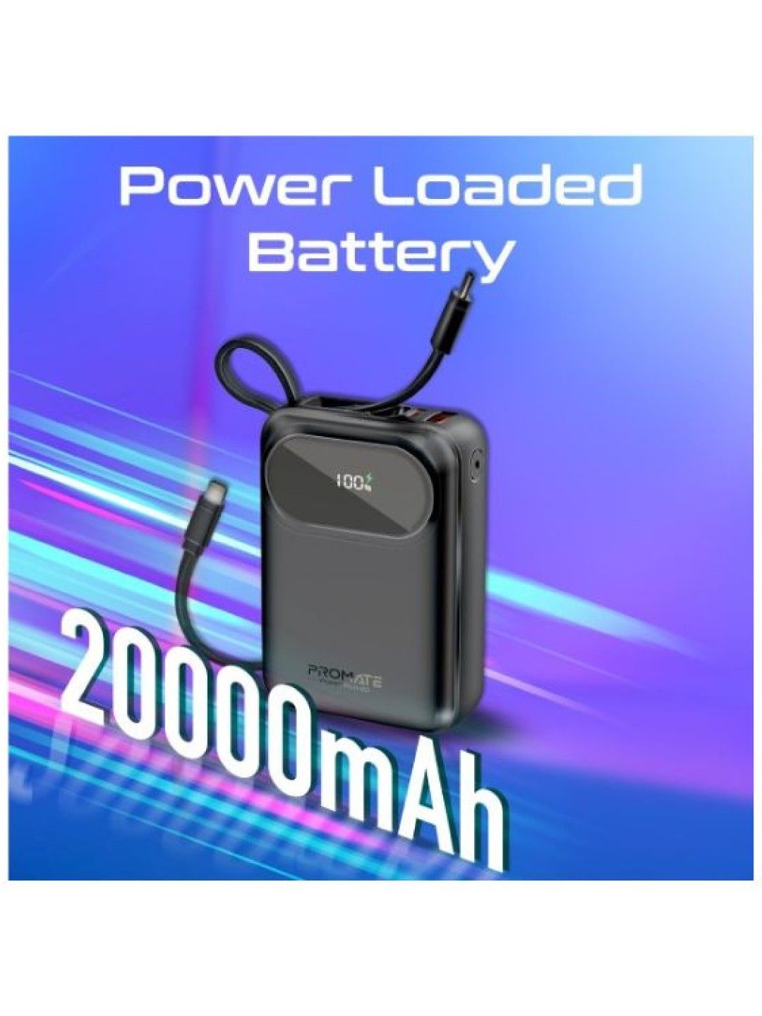 Promate POWERPOD-20 Ultra Compact 35W Super Speed Power Bank with Built-In USB-C (Black- Image 4)