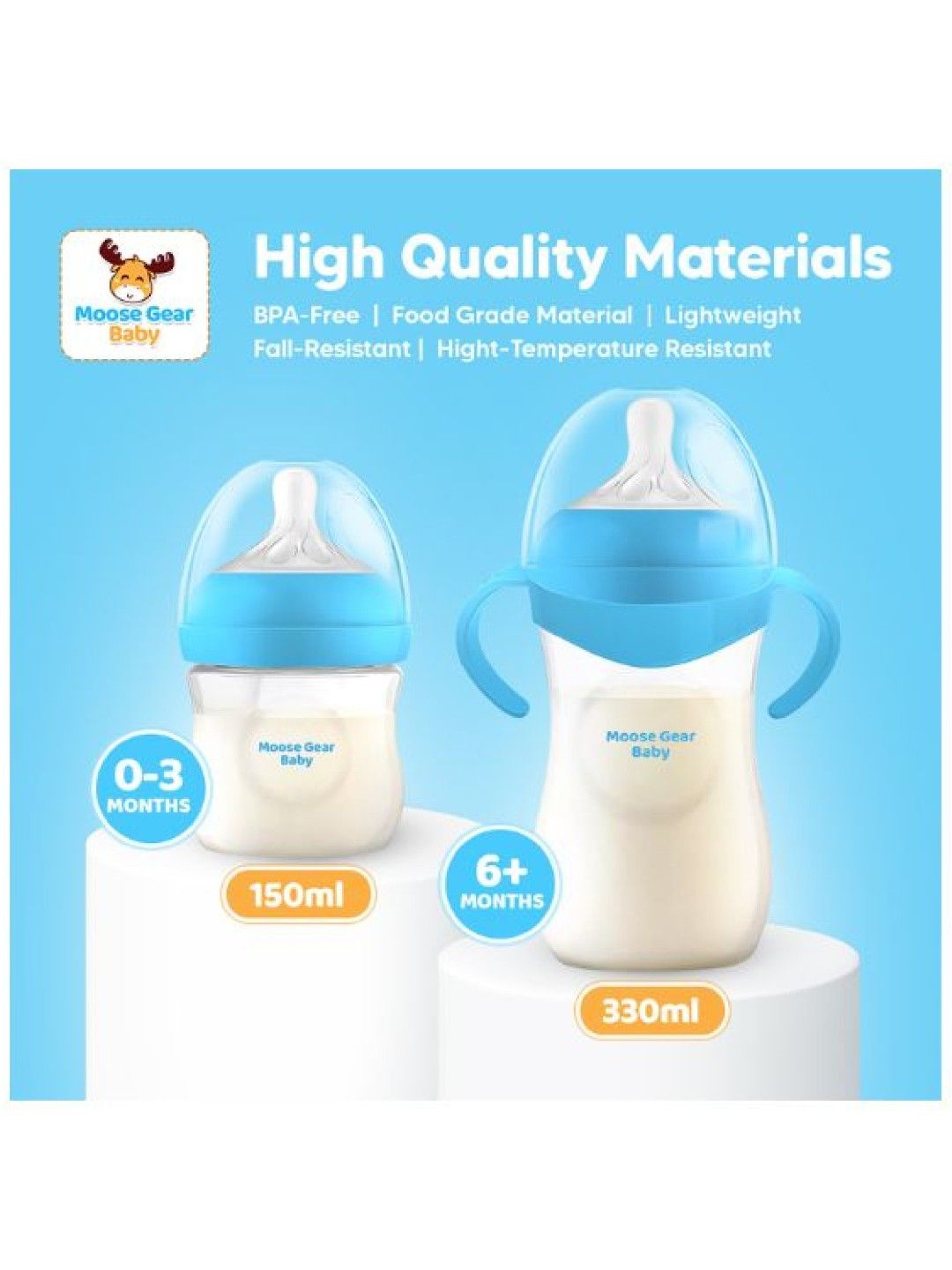 Moose Gear Baby BPA Free Feeding Bottle (150ml) (Blue- Image 4)