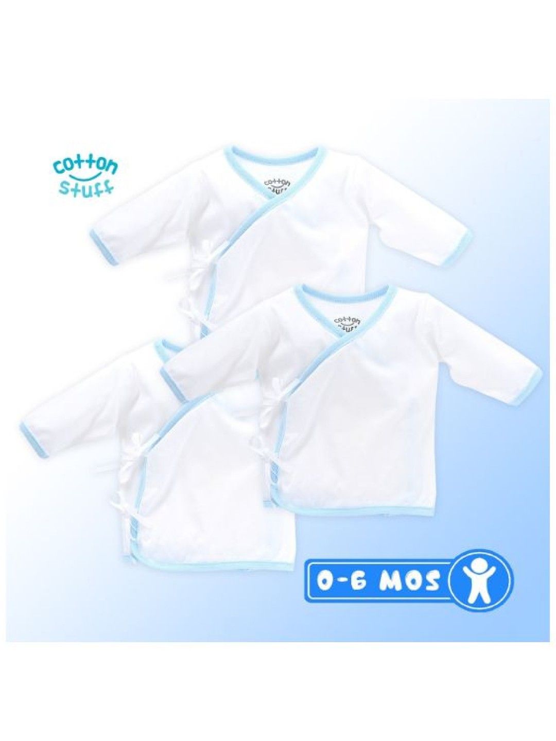 Cotton Stuff 3-Piece Longsleeves Tie-Side (White with Blue) (No Color- Image 3)
