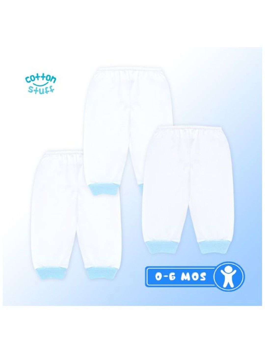 Cotton Stuff 3-Piece Pajama Pants (White with Blue) (No Color- Image 3)
