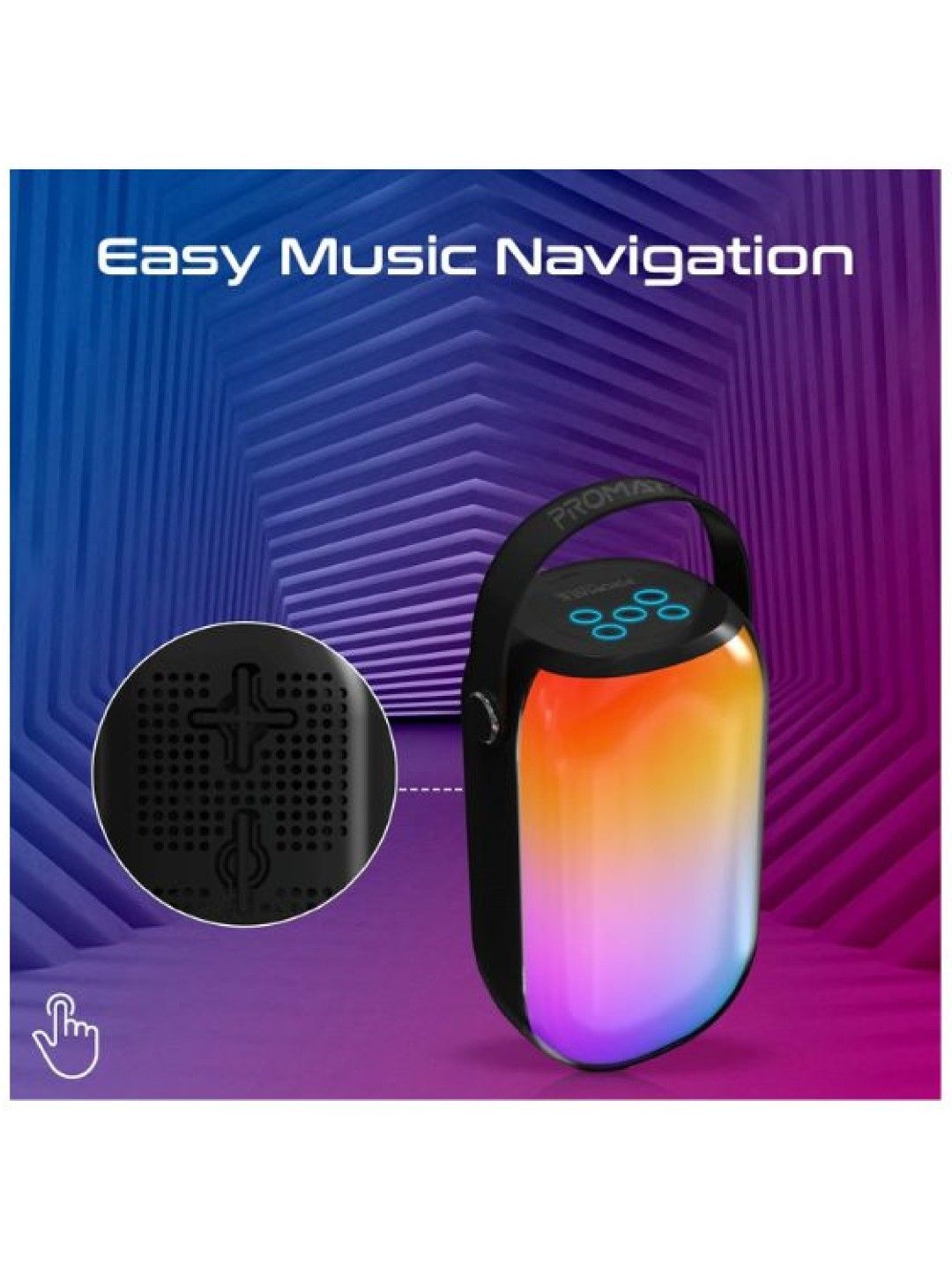 Promate SPECTRO-20 LumiSound™ HD 20W RGB True Wireless Bluetooth v5.3 Speaker (No Color- Image 4)