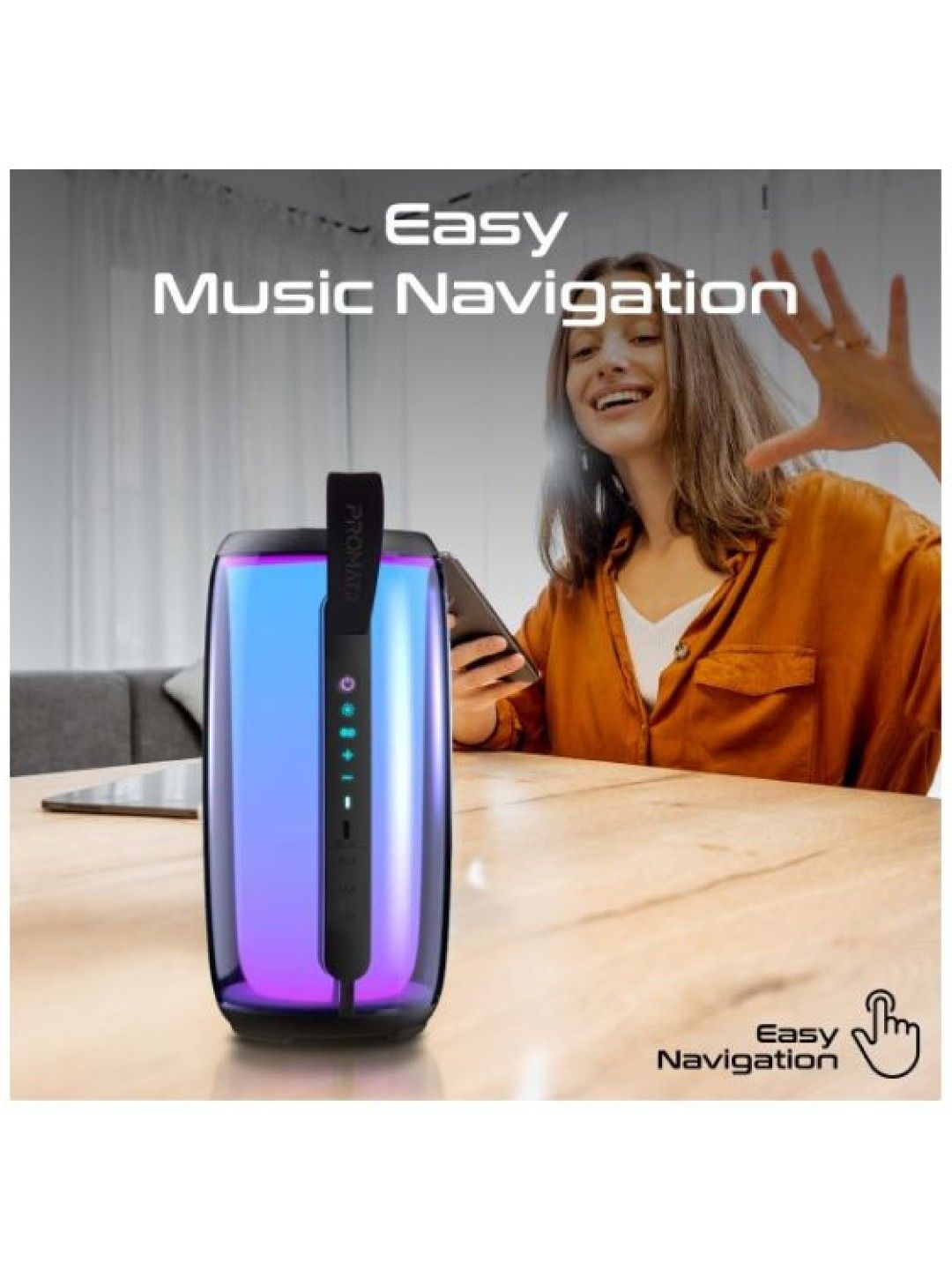 Promate LUMITOWER LumiSound™ True Wireless Bluetooth v5.3 HD Speaker (No Color- Image 4)