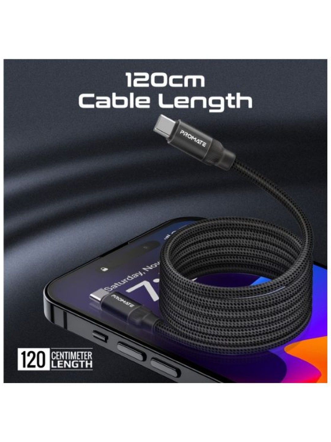 Promate SPRINGY 60W Power Delivery Self-Organizing Magnetic USB-C Cable (Black- Image 4)