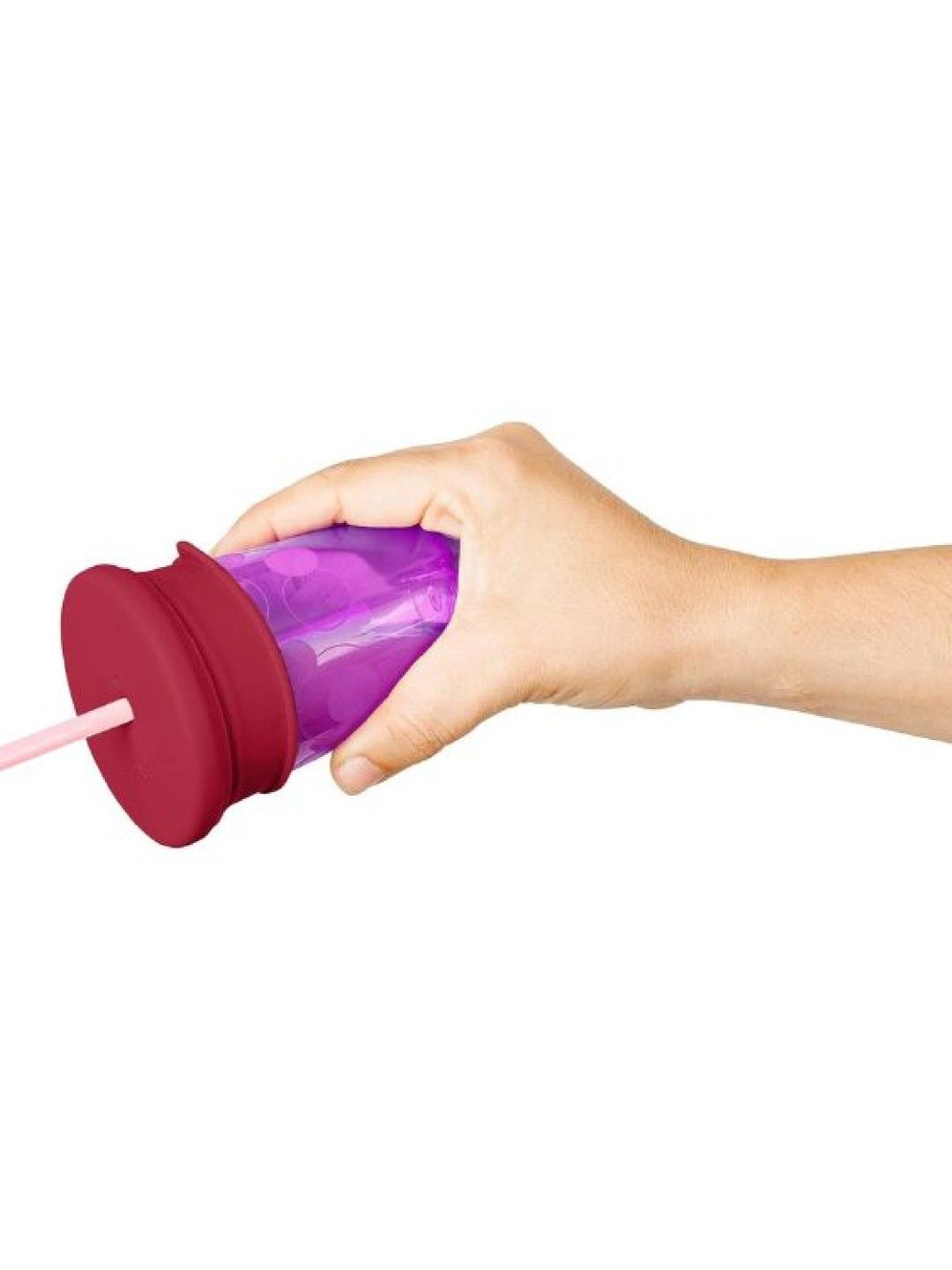 BOON SNUG Universal Silicone Straw Lids (3-Pack) (Pink- Image 4)