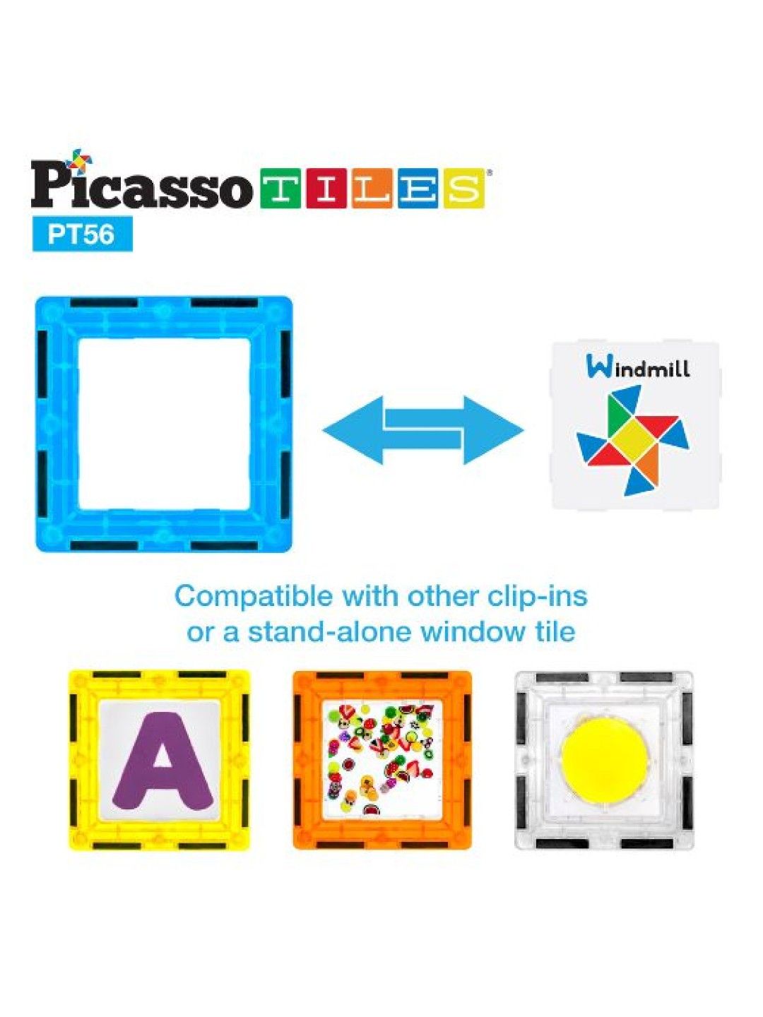 Picasso Tiles 56pc Fundamental & Cognition Set (No Color- Image 4)