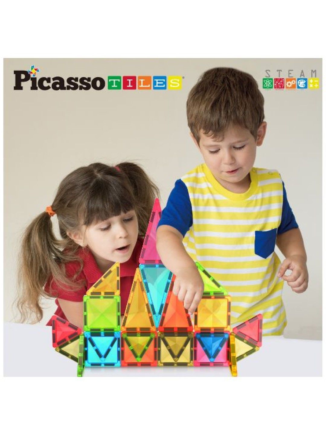 Picasso Tiles 24pc Mini Diamond Magnetic Tiles (No Color- Image 4)