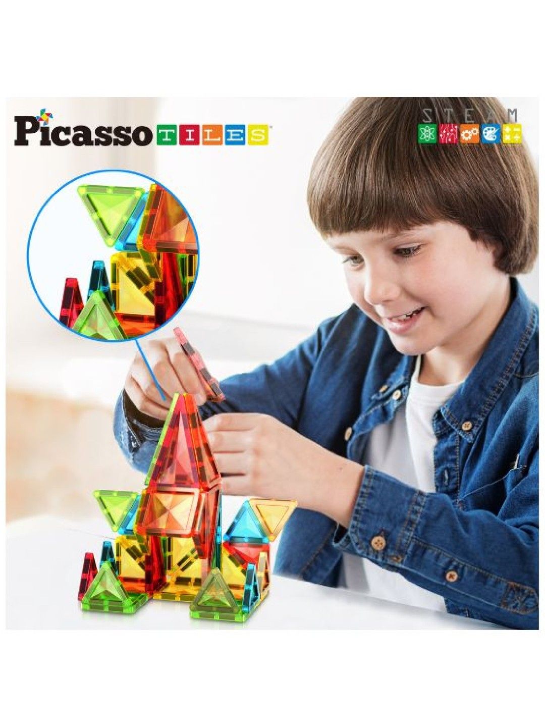 Picasso Tiles 36pc Mini Diamond Magnetic Tiles (No Color- Image 4)