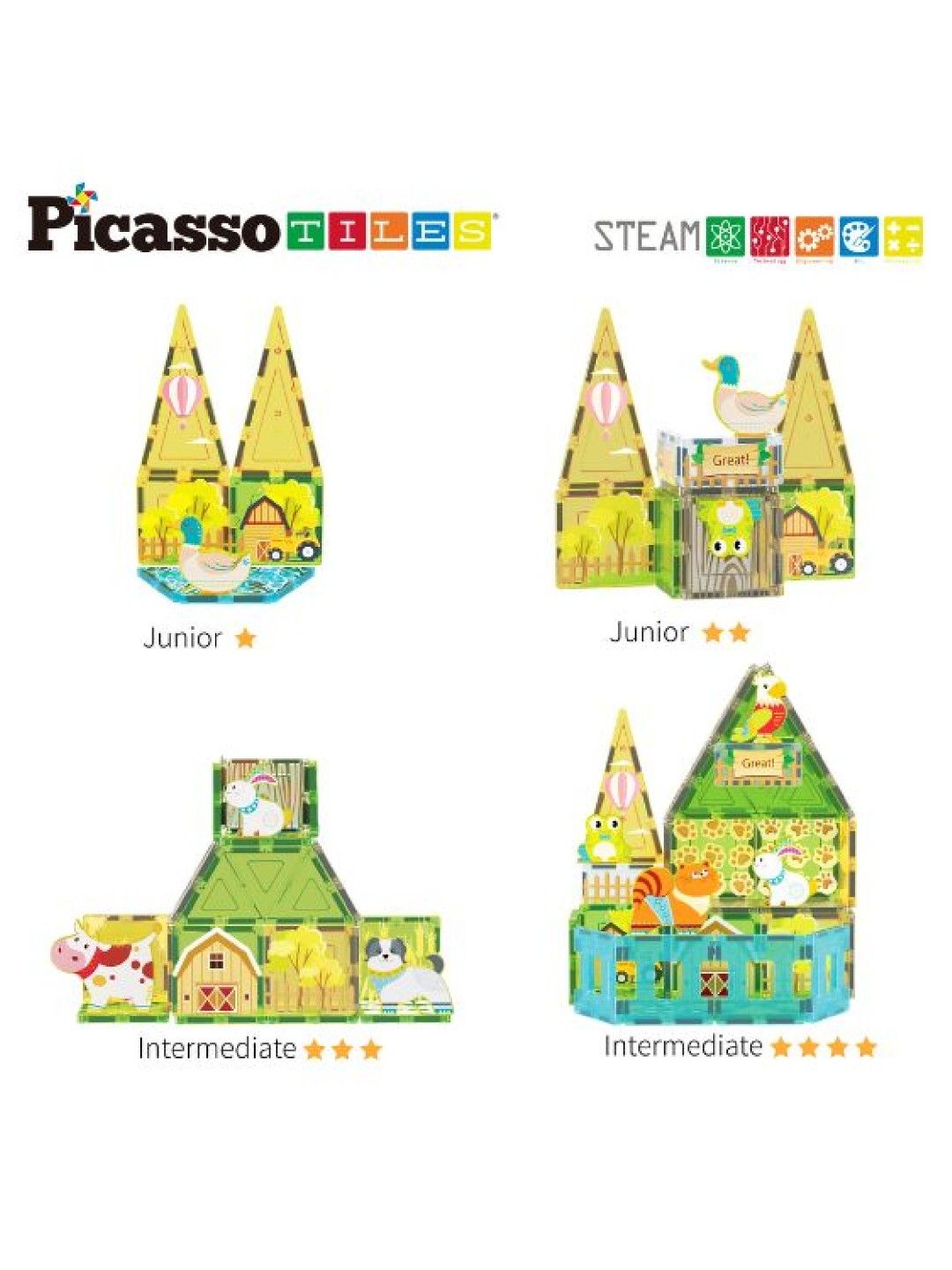 Picasso Tiles Farm Animal Set with 8 Action Figures (No Color- Image 4)