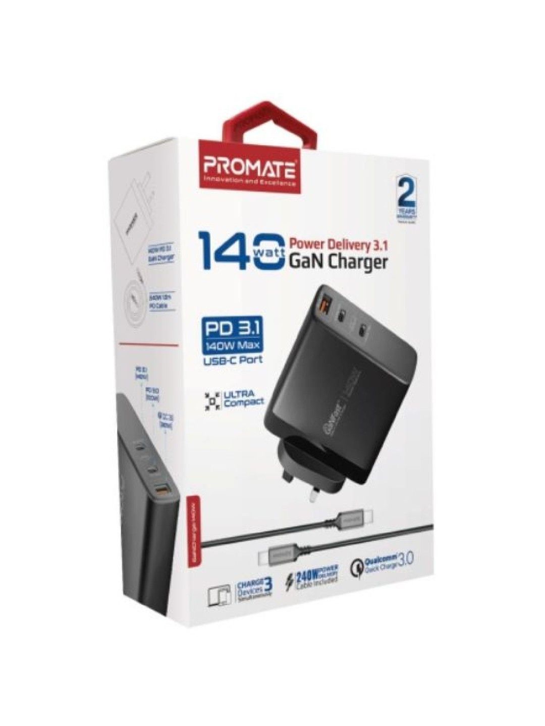 Promate GANCHARGE-140W Power Delivery 3.1 GaN Charger (No Color- Image 4)