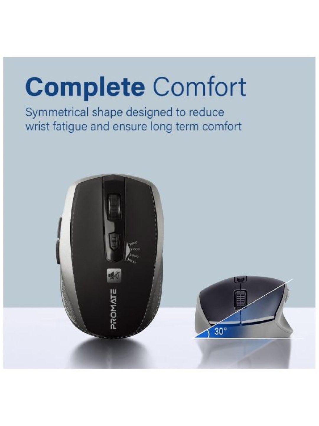 Promate BREEZE Silent Switch Streamlined Wireless Mouse (Silver- Image 4)