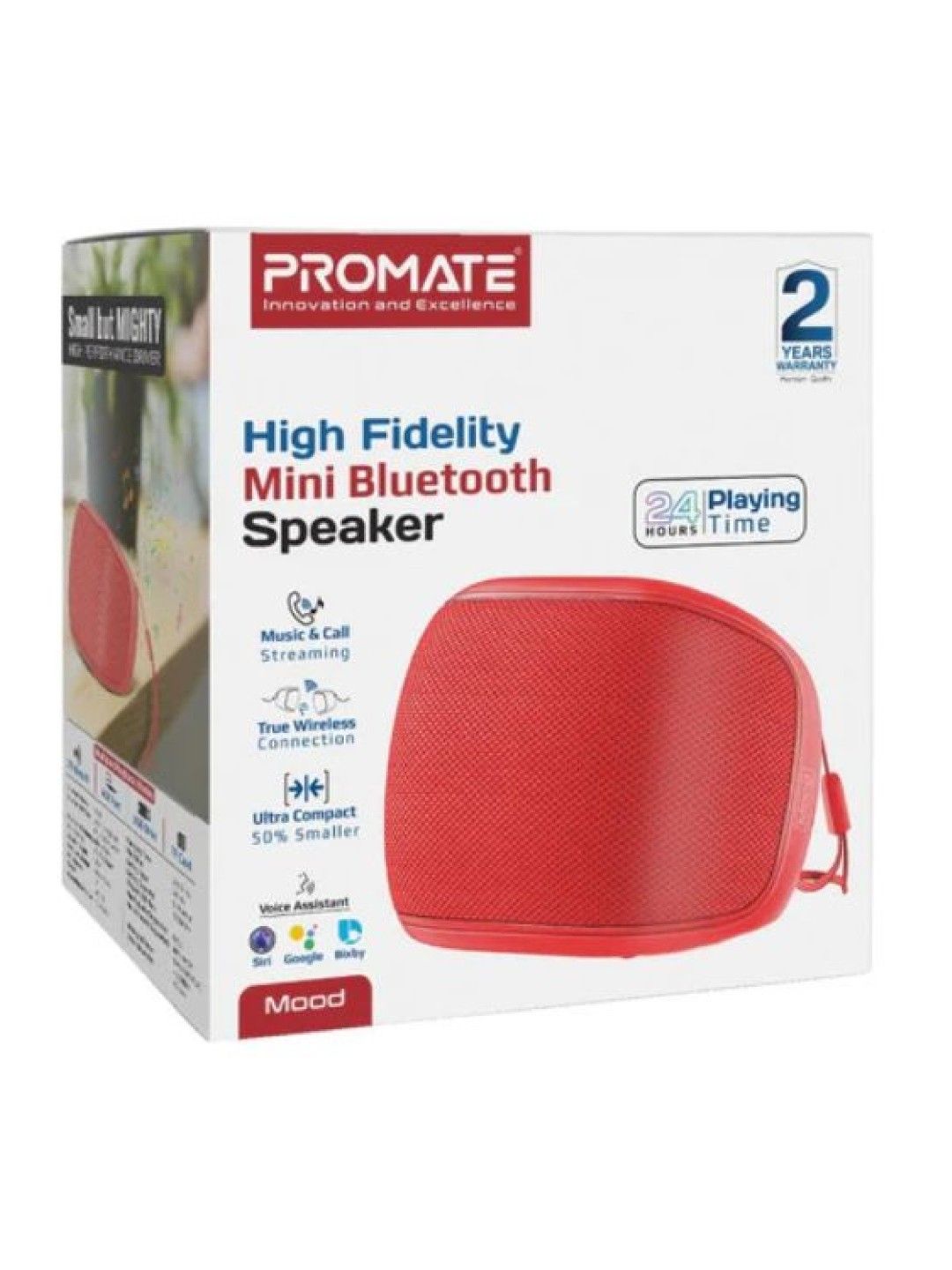Promate MOOD High-Fidelity Mini Bluetooth Speaker (Red- Image 4)