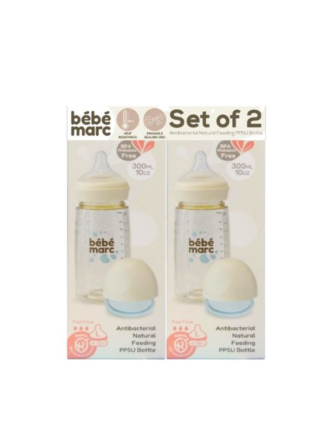 Marcus & Marcus BebeMarc Twinpack Antibacterial Natural Feeding PPSU Bottle (300ml) (No Color- Image 4)