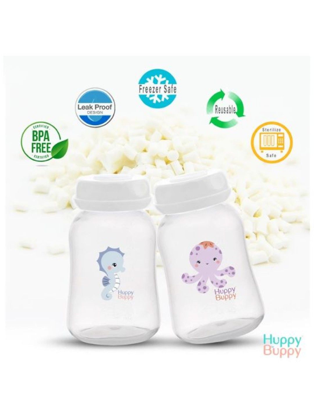 Huppy Buppy Breastmilk Storage Bottle - Standard Neck 5oz (5pcs) (No Color- Image 3)