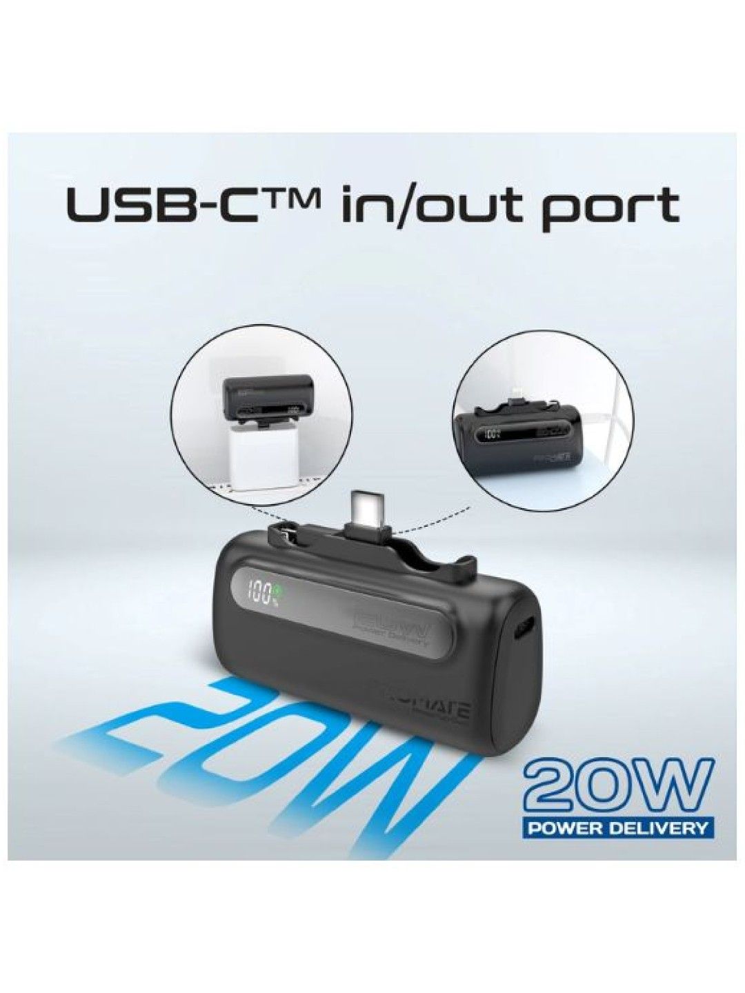 Promate POWERUP-DUO 5000mAh Ultra-Compact fast charging Power Bank (Black- Image 4)
