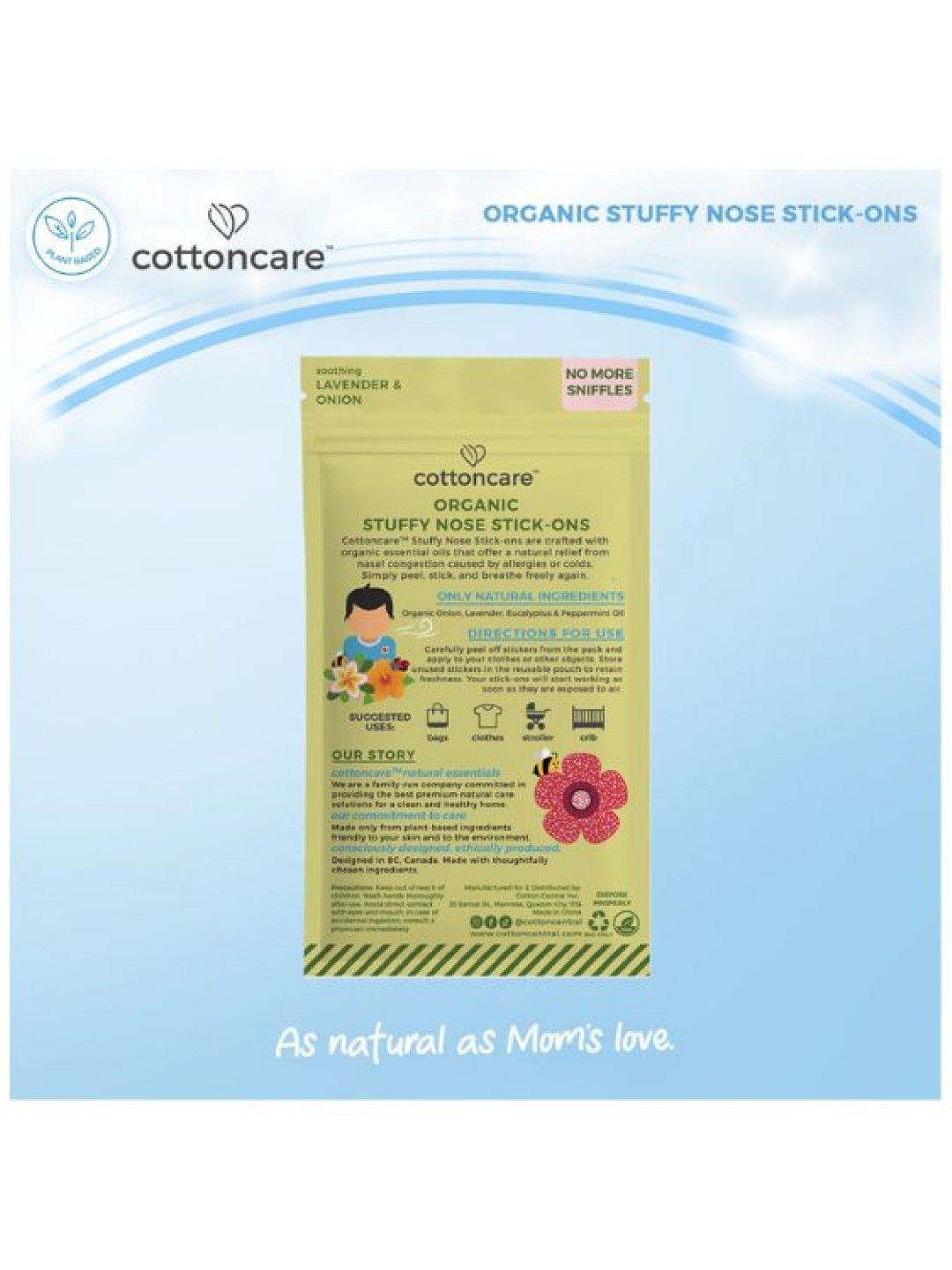 Cotton Central™ Cottoncare Organic Stuffy Nose Stick-Ons 2 Pack (48 patches) (No Color- Image 4)
