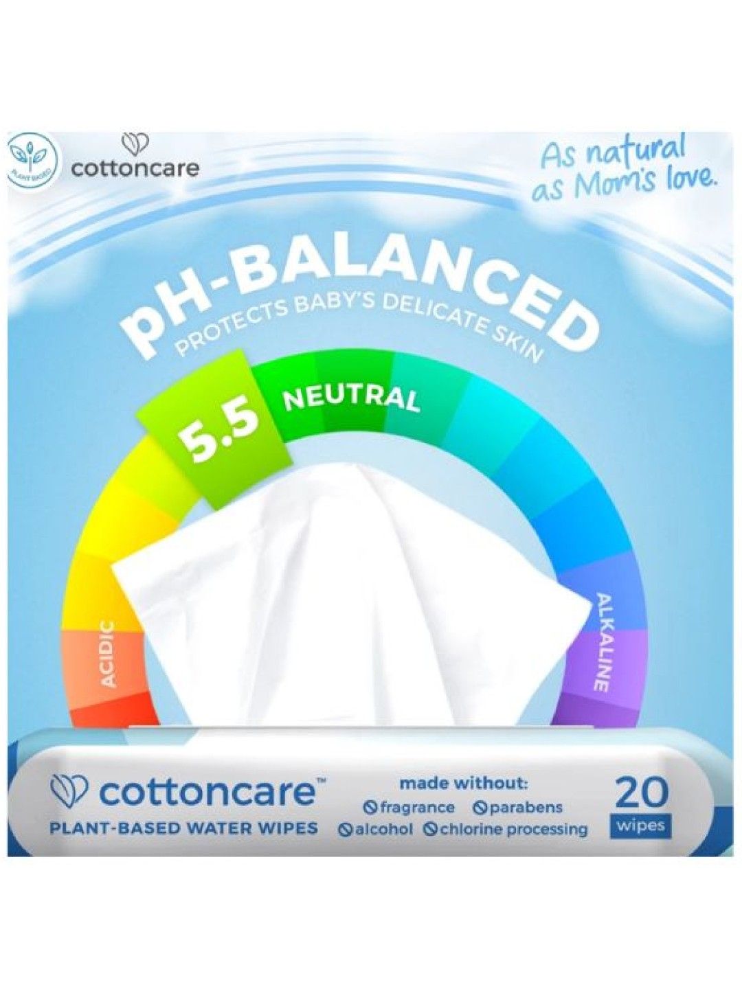Cotton Central™ Cottoncare™ Organic Plastic-Free Baby Water Wipes (20s) (No Color- Image 4)