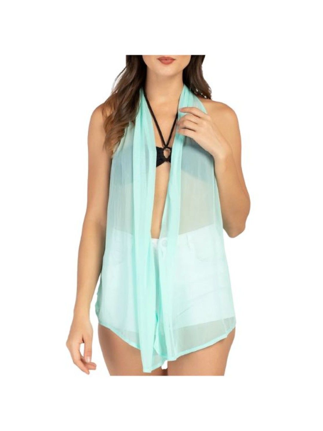 Eve's Chic Nadia Halter Cover Up Blouse (Green- Image 4)