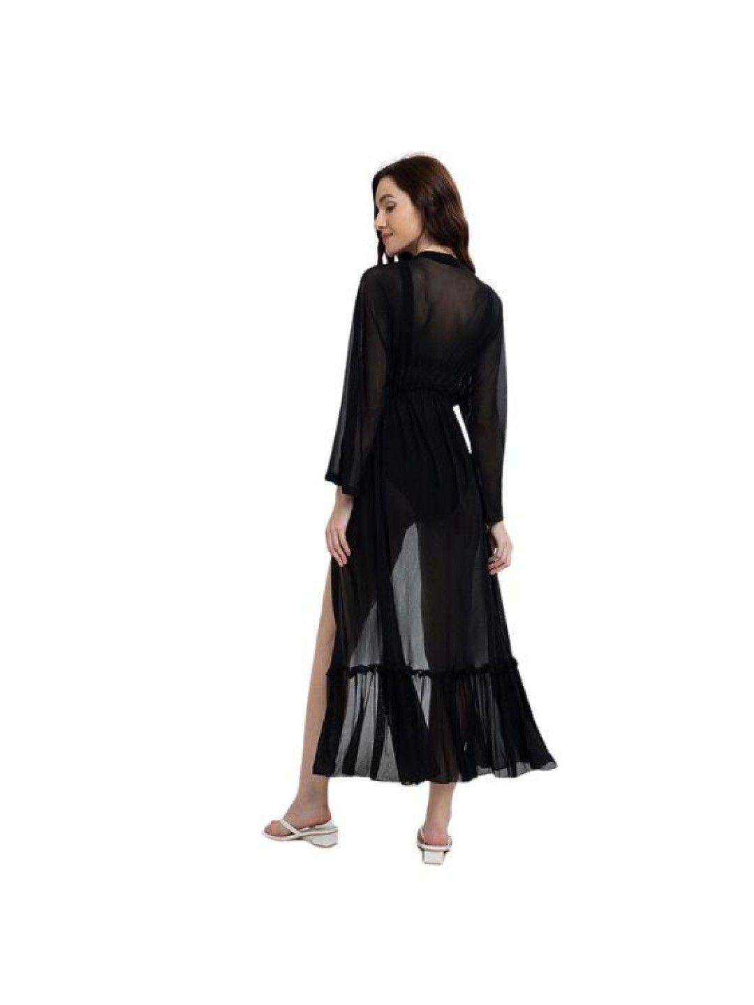 Eve's Chic Jasmine Sheer Kimono Cover Up Dress (Black- Image 4)