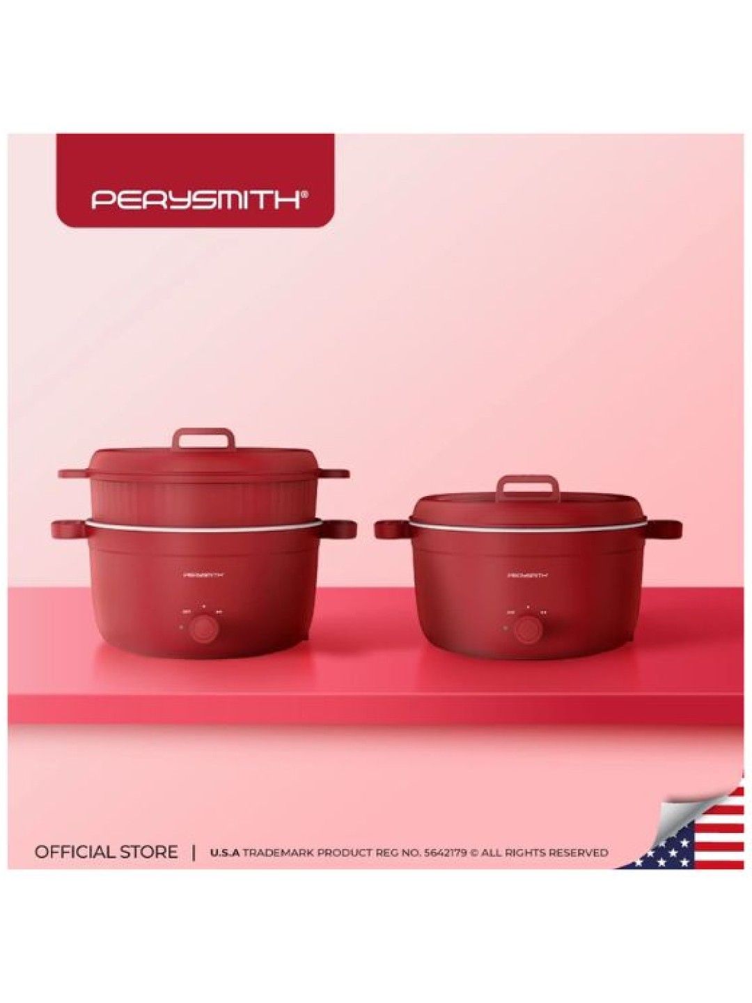 Perysmith 2 in 1 Multi Cooker (Red- Image 4)