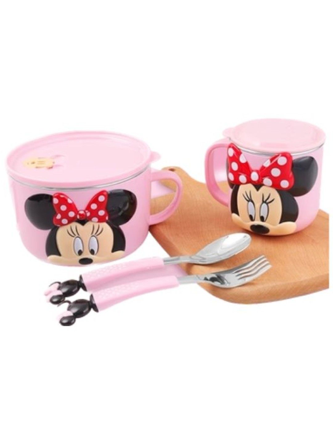 Dish Me PH Disney Minie Mouse - 3D Stainless Mug Bowl, Cup, Spoon & Fork (4pcs Gift Set) (No Color- Image 1)