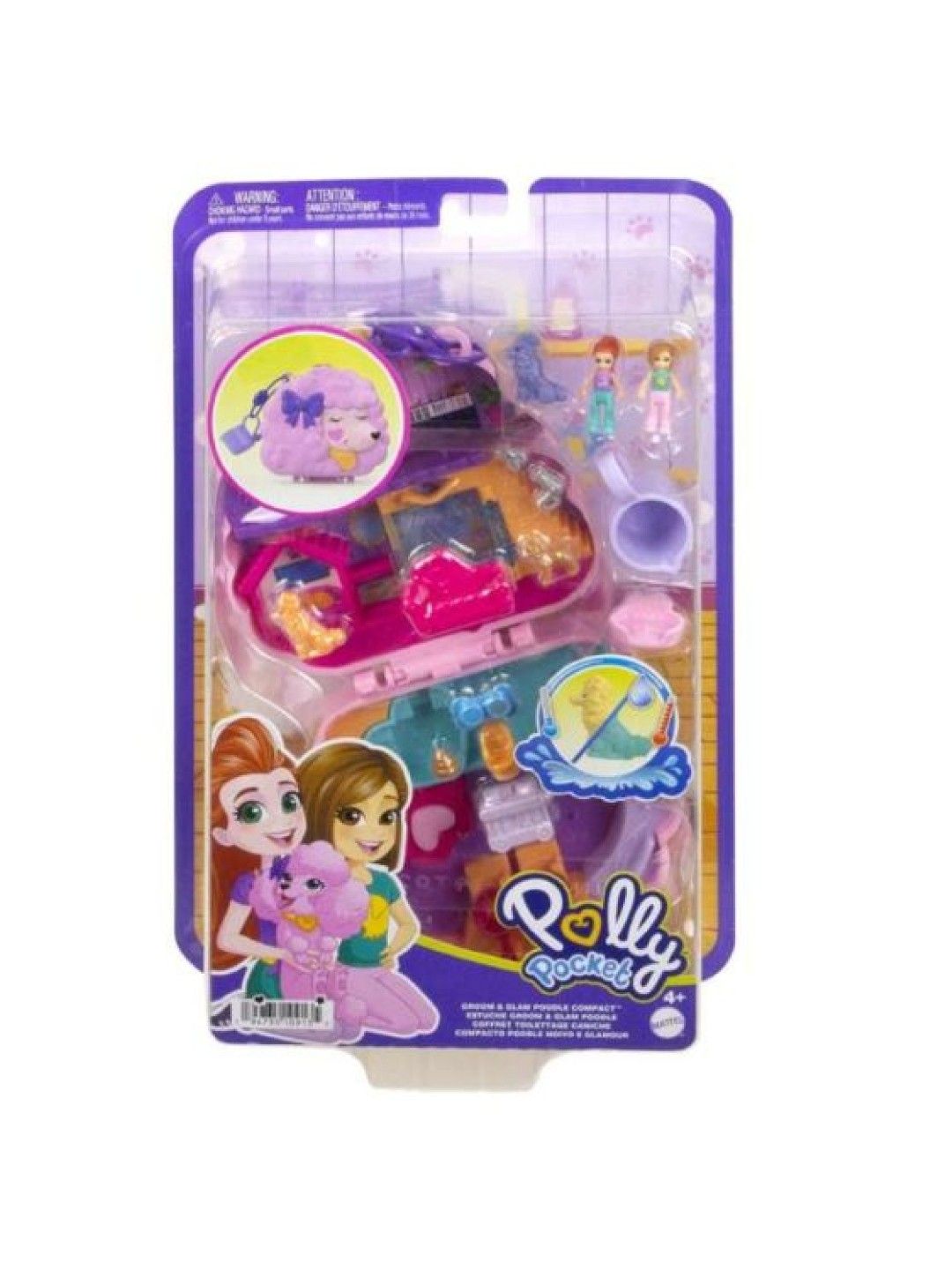 Polly Pocket Dolls And Playset, Animal Toys Groom & Glam Poodle Compact Playset (No Color- Image 4)