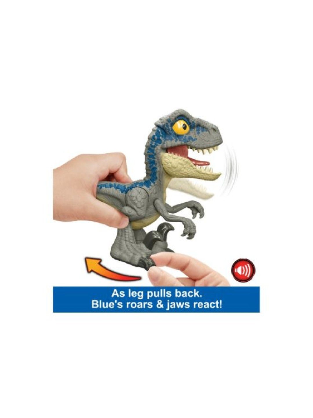 Jurassic World Mega Roar Blue Velociraptor Dinosaur Toy With Sound & Stretchable (No Color- Image 4)