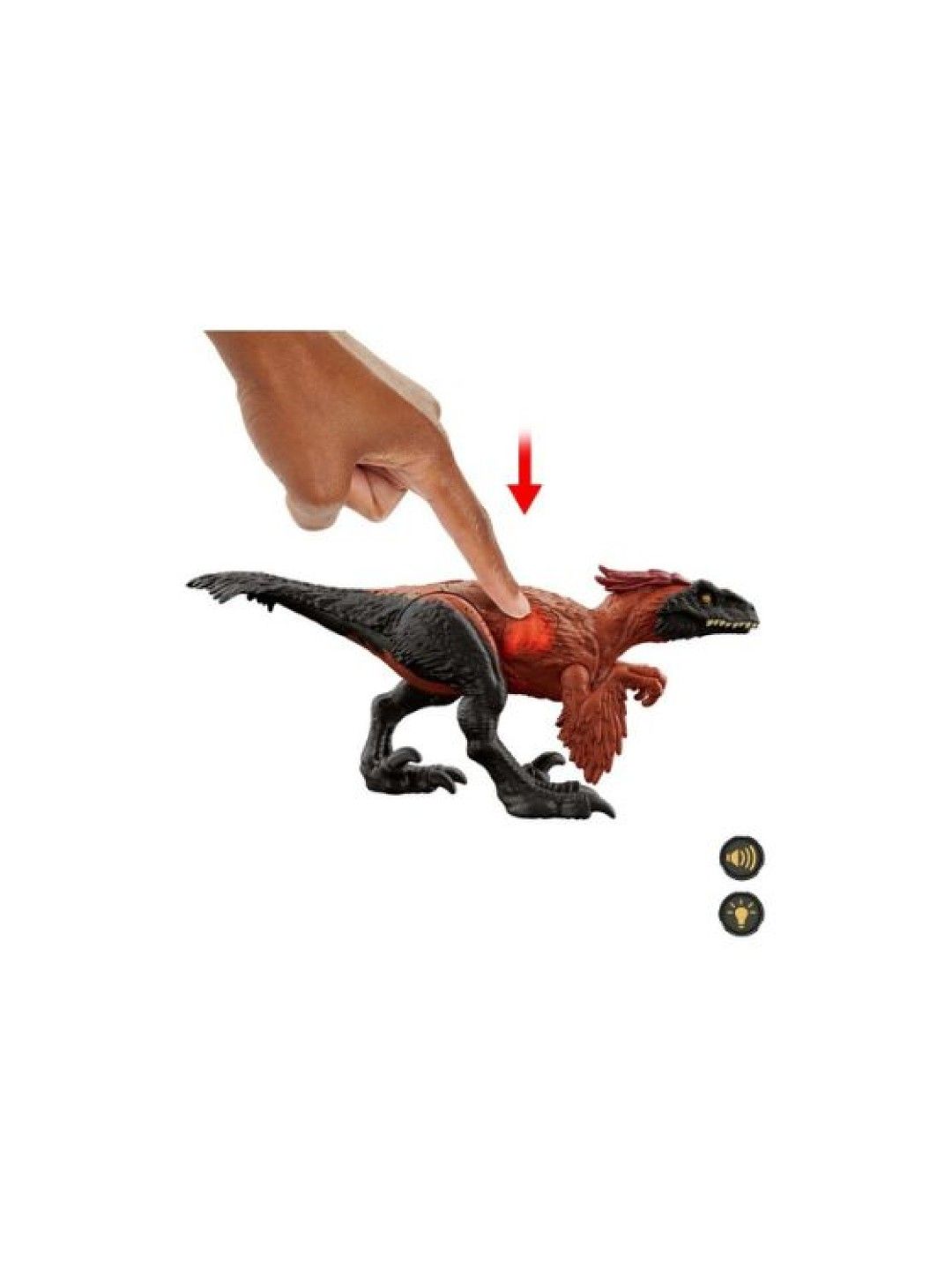 Jurassic World Epic Attack Pyroraptor Dinosaur Toy Figure With Damage, Lights & Sounds (No Color- Image 4)