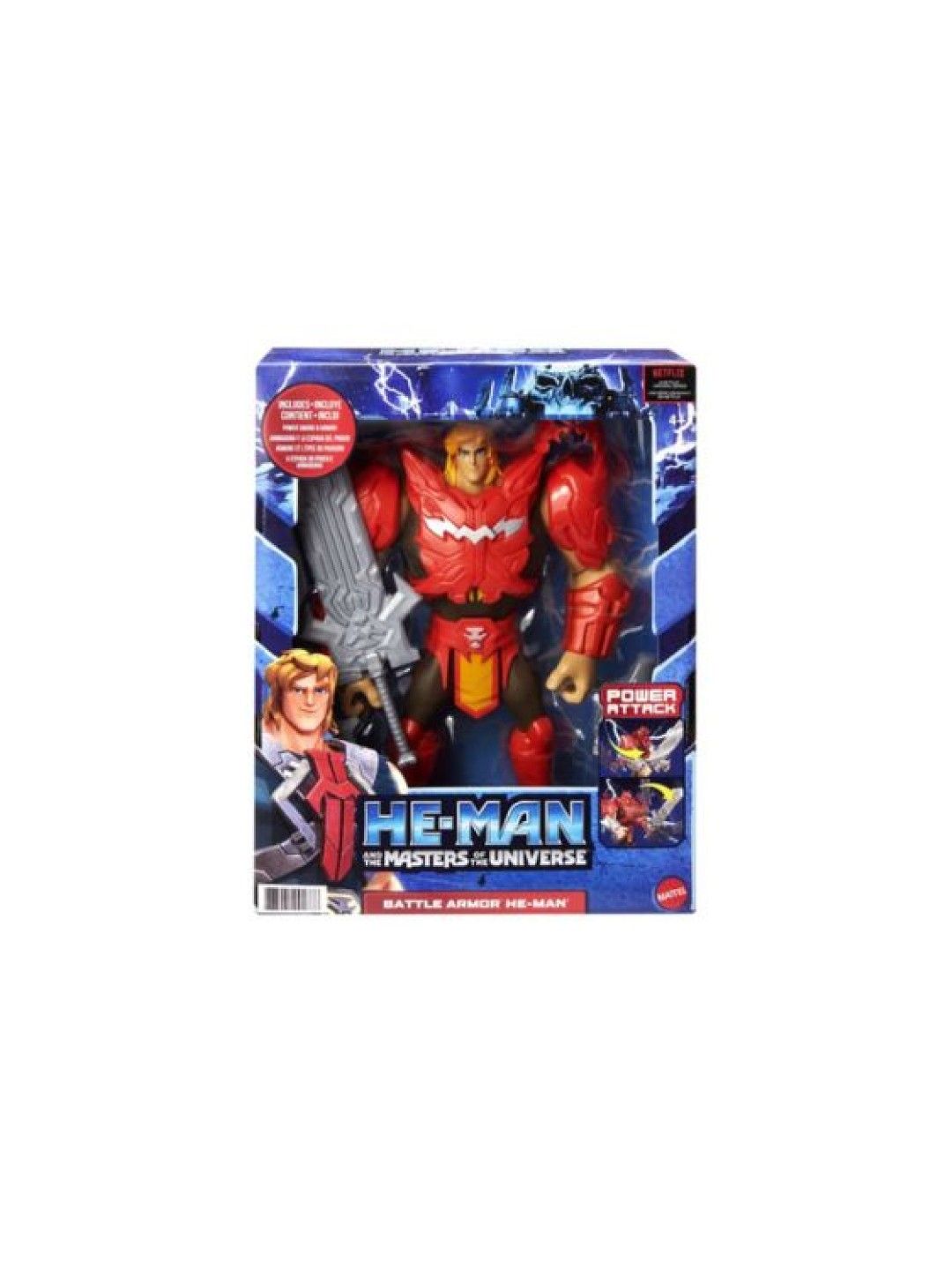 Masters of the Universe Deluxe He-Man Large Action Figure With Power Attack Move (No Color- Image 4)