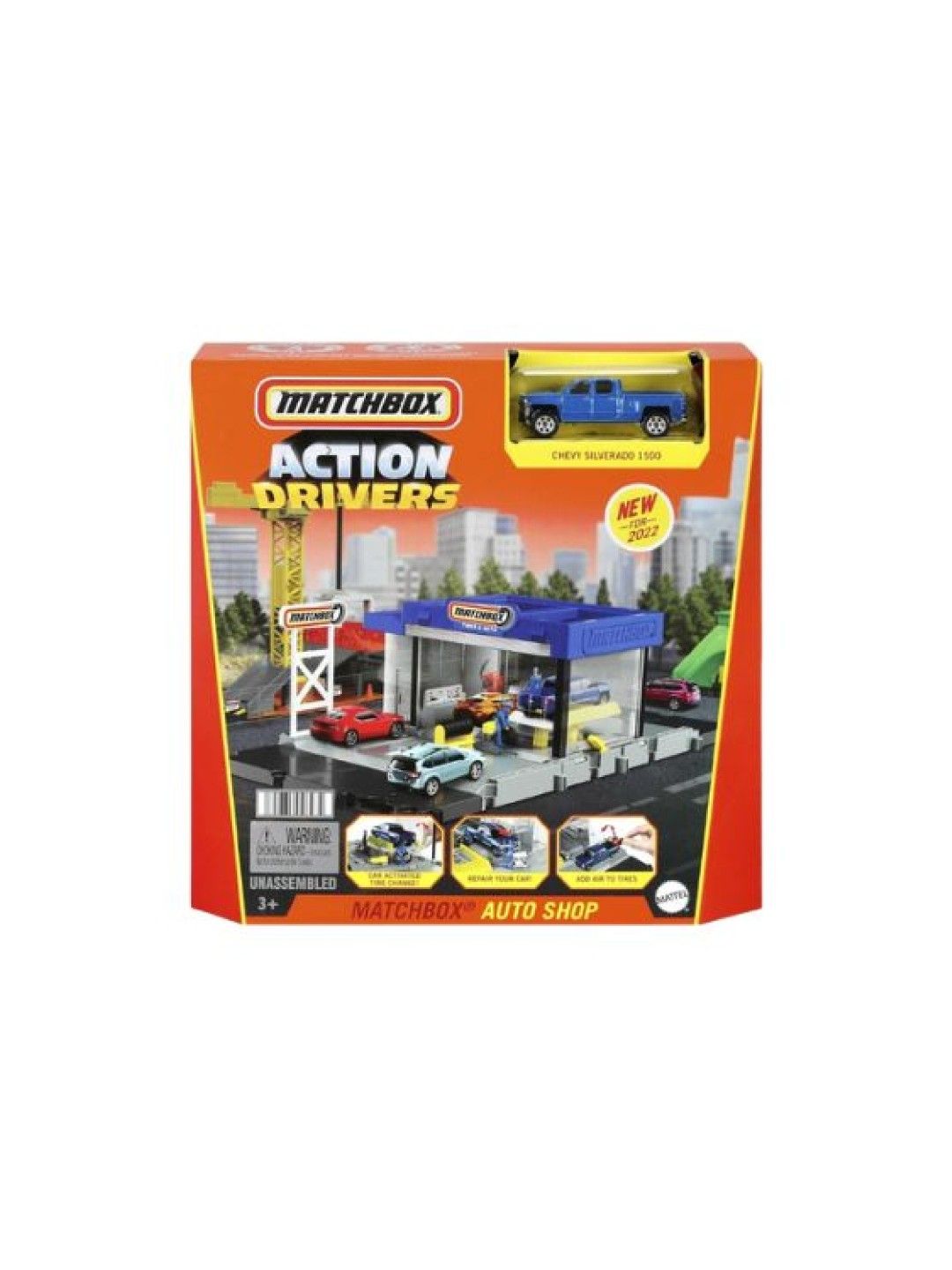 Matchbox Action Drivers Auto Shop Playset with 1 Chevy Silverado, Moving Parts & Figures (No Color- Image 4)