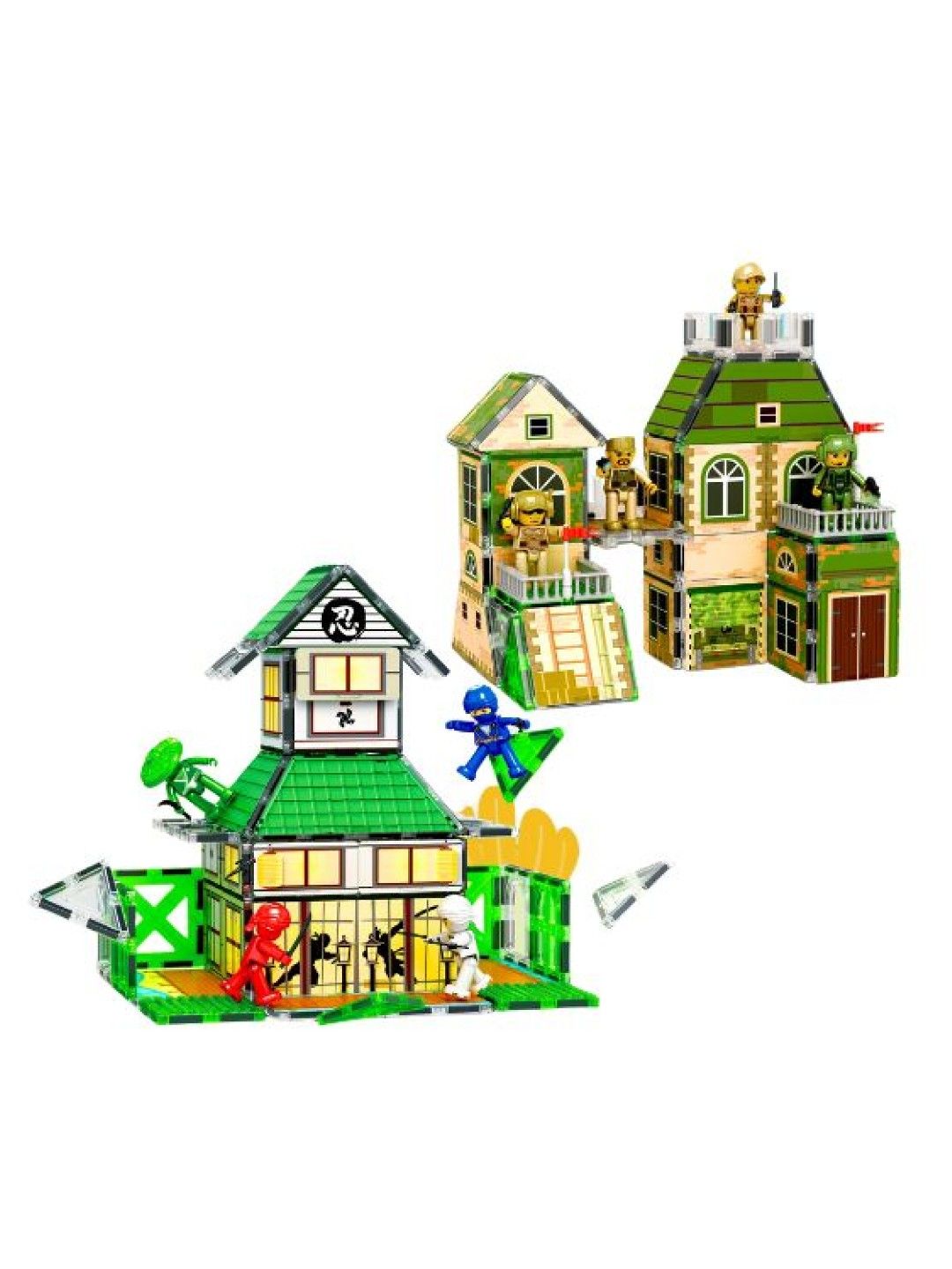 Picasso Tiles 102 pcs. Magnetic Tile Ninja and Troop Theme with 8 Action Figures