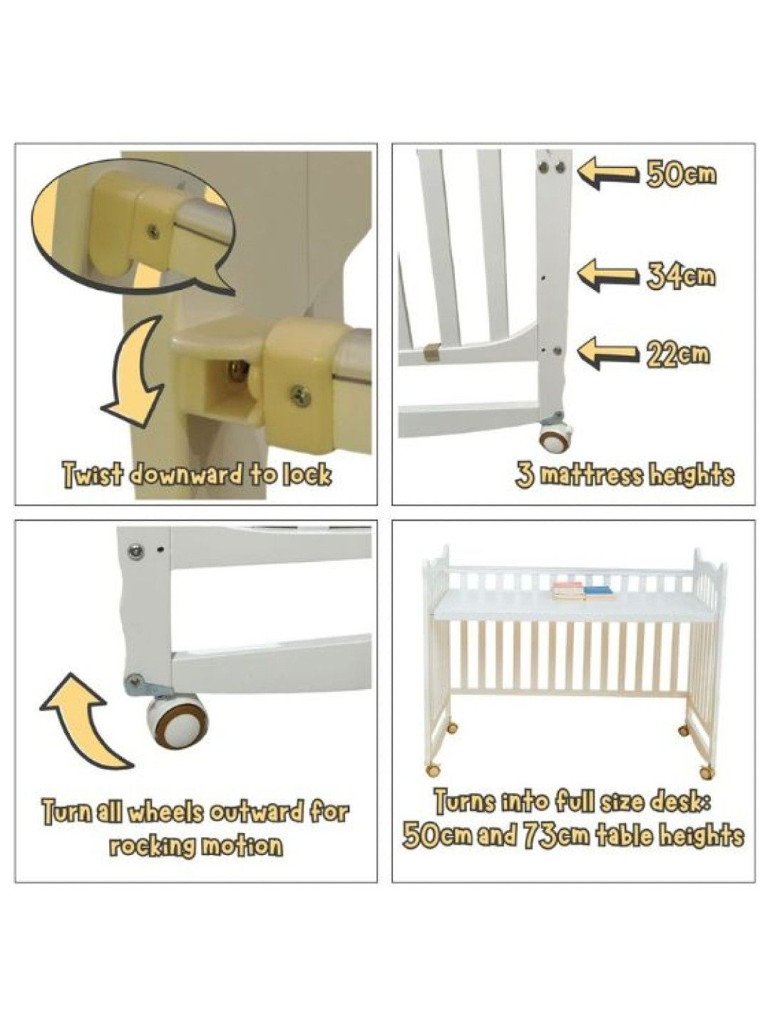 Hamlet Kids Room Ella Convertible Crib with Mattress (No Color- Image 4)