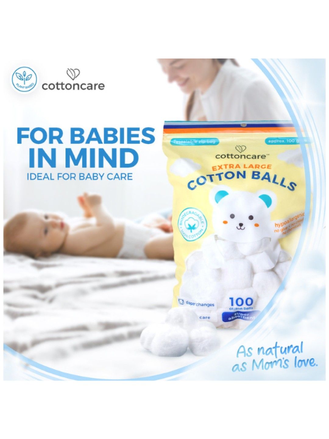 Cotton Central™ Cottoncare™ Premium Extra Large Cotton Balls (300pcs/300g) (No Color- Image 4)