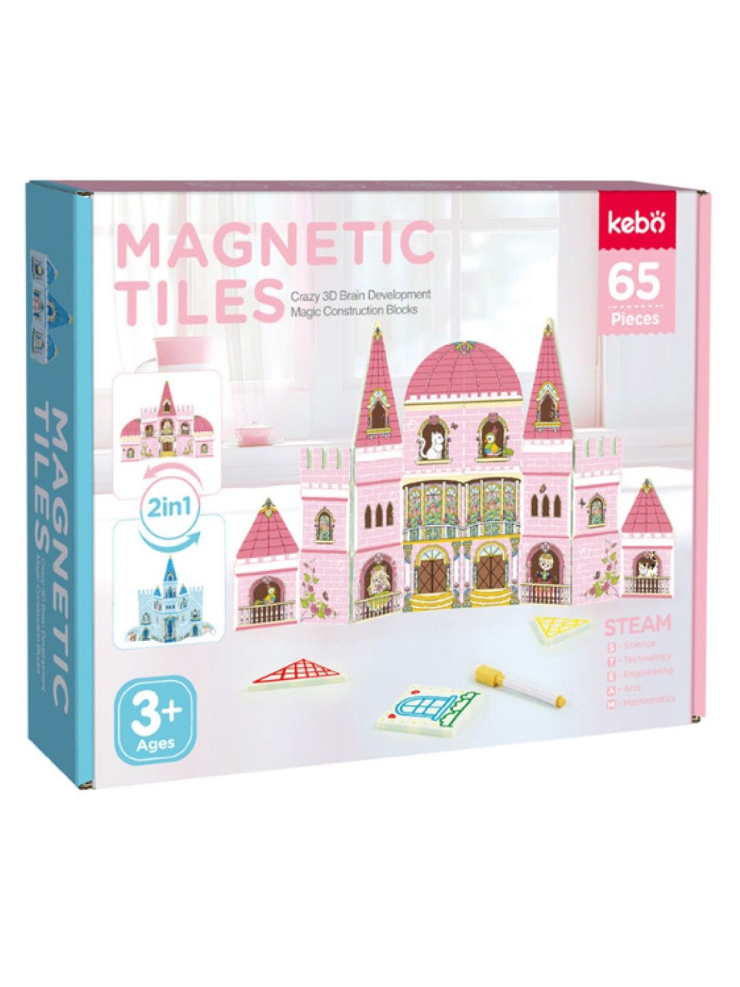 Kebo 2-in-1 Magnetic Tiles (65 pcs) (No Color- Image 4)