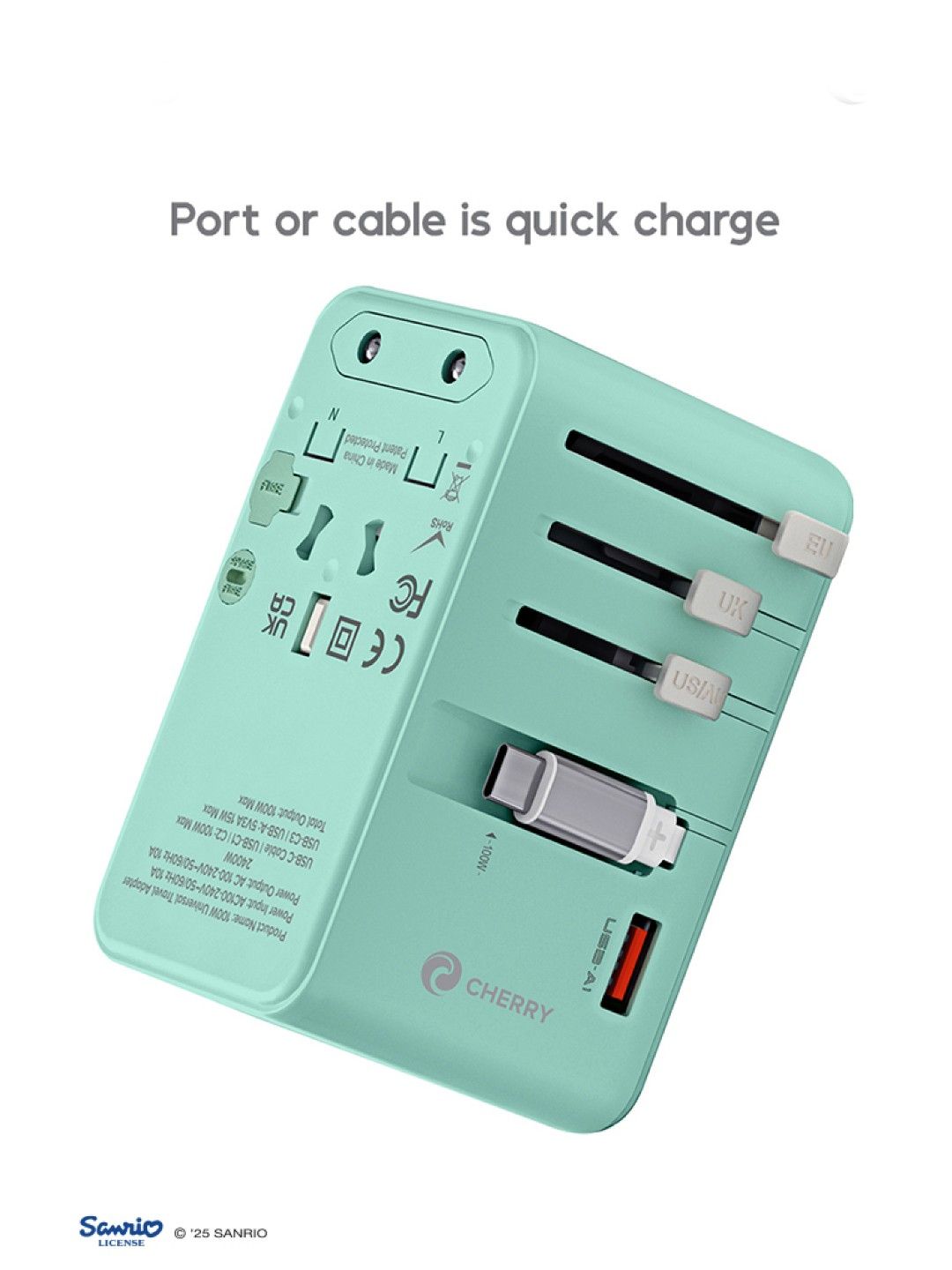 Cherry Sanrio Characters Pochacco 100W Universal Travel Adapter (No Color- Image 4)