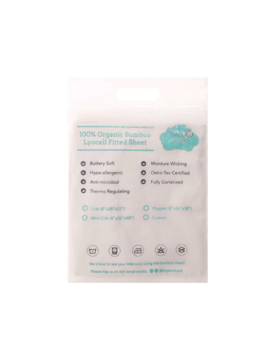 Tiny Winks Organic Bamboo Playpen Fitted Sheet 4x26x38" (Silver- Image 2)
