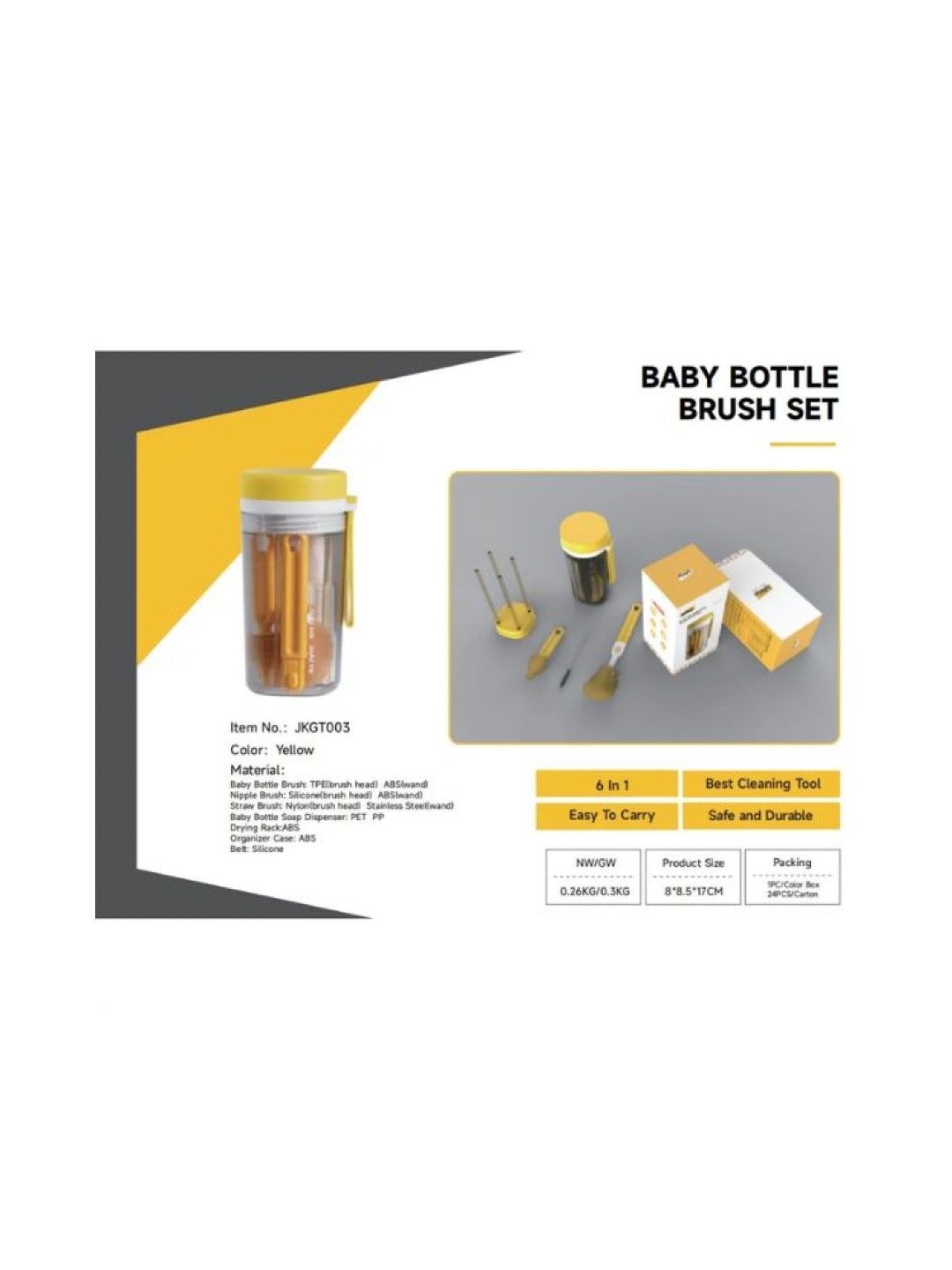 Jovikids Portable Baby Bottle Brush Cleaner Set (No Color- Image 4)