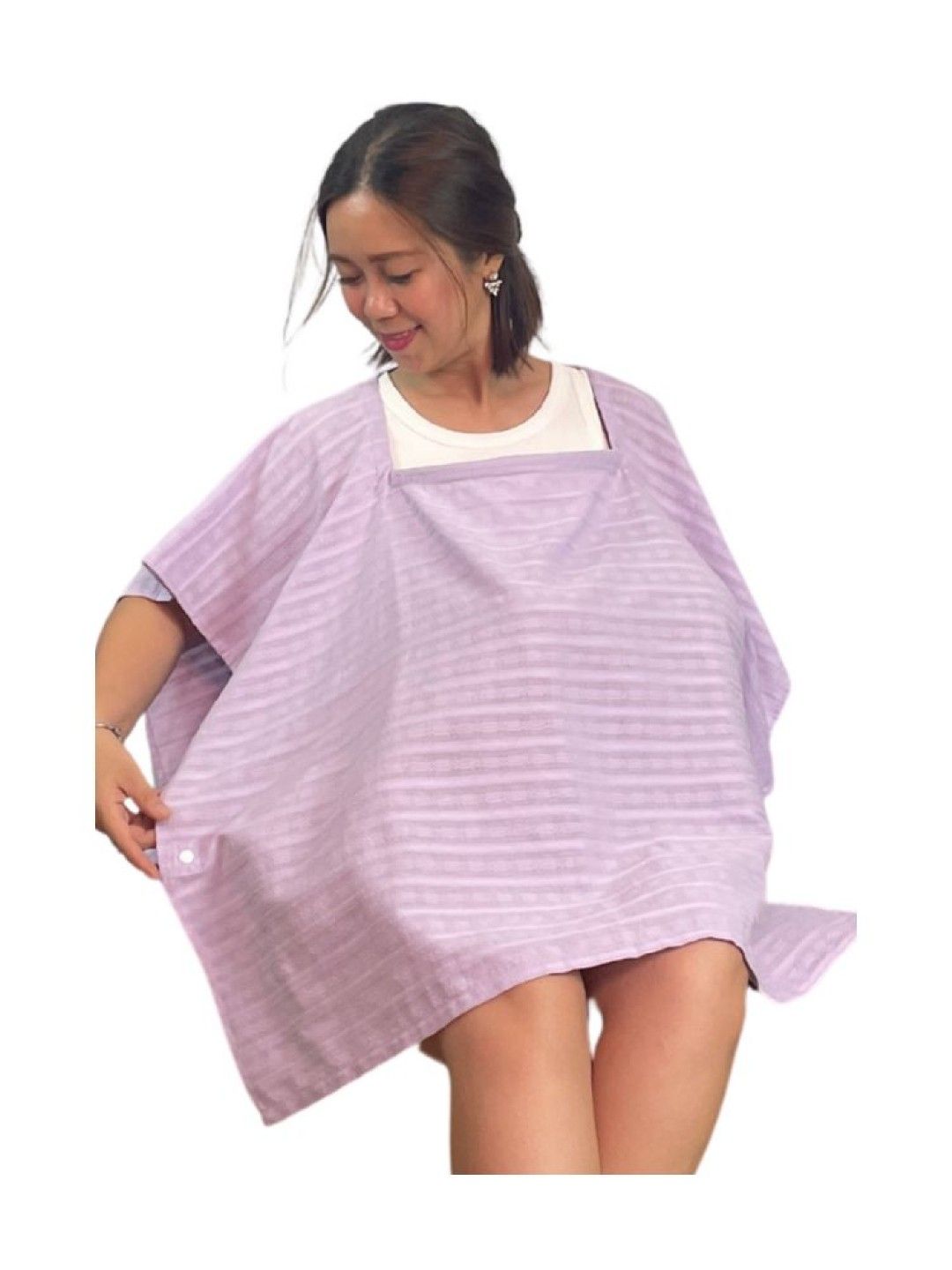 Sew Childhood Poncho Nursing Cover with Detachable Stiffener - Textured Cotton (Periwinkle- Image 2)