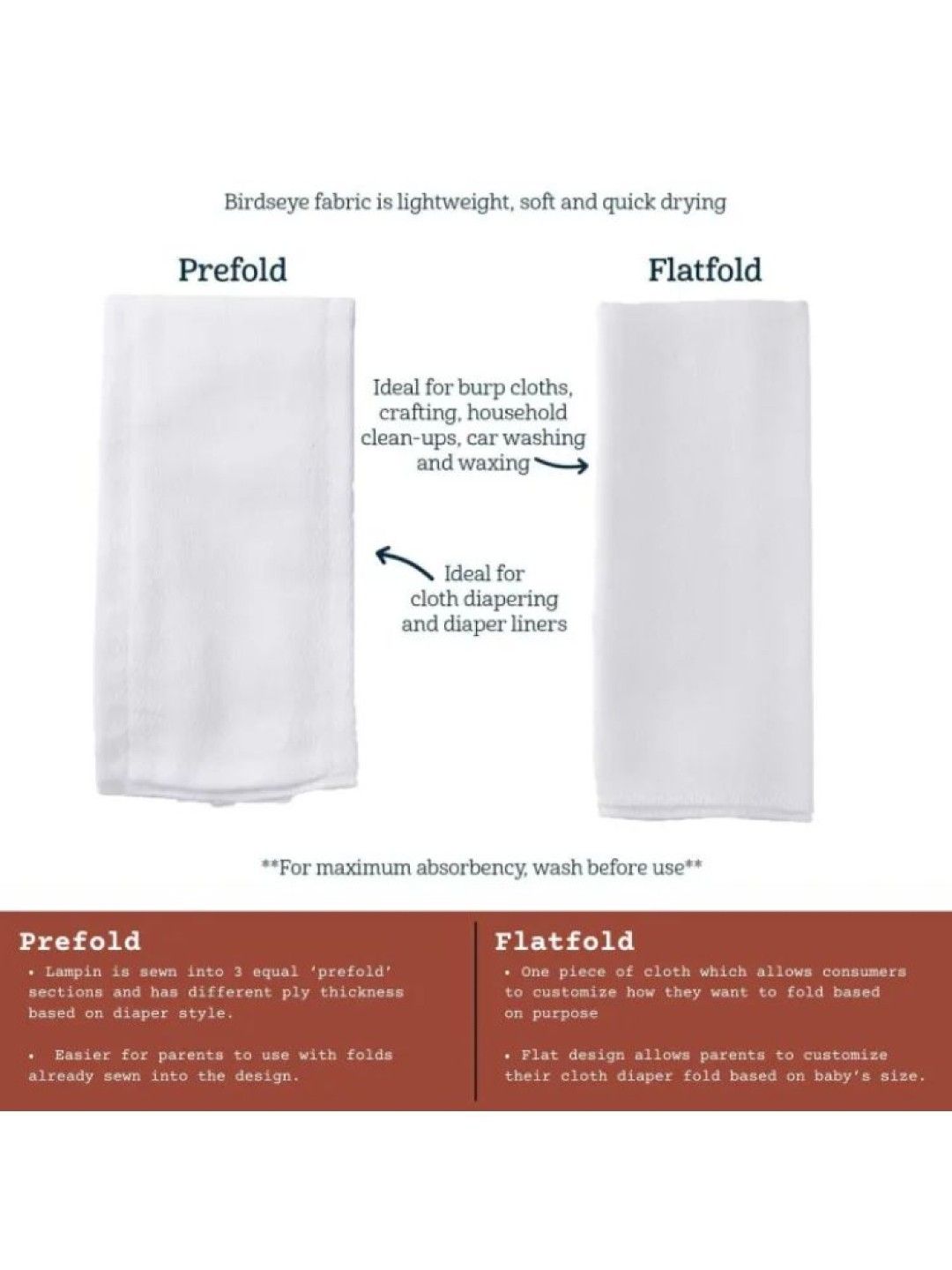 Lunabebe Lampin Birds Eye Cloth Big Size (White- Image 4)