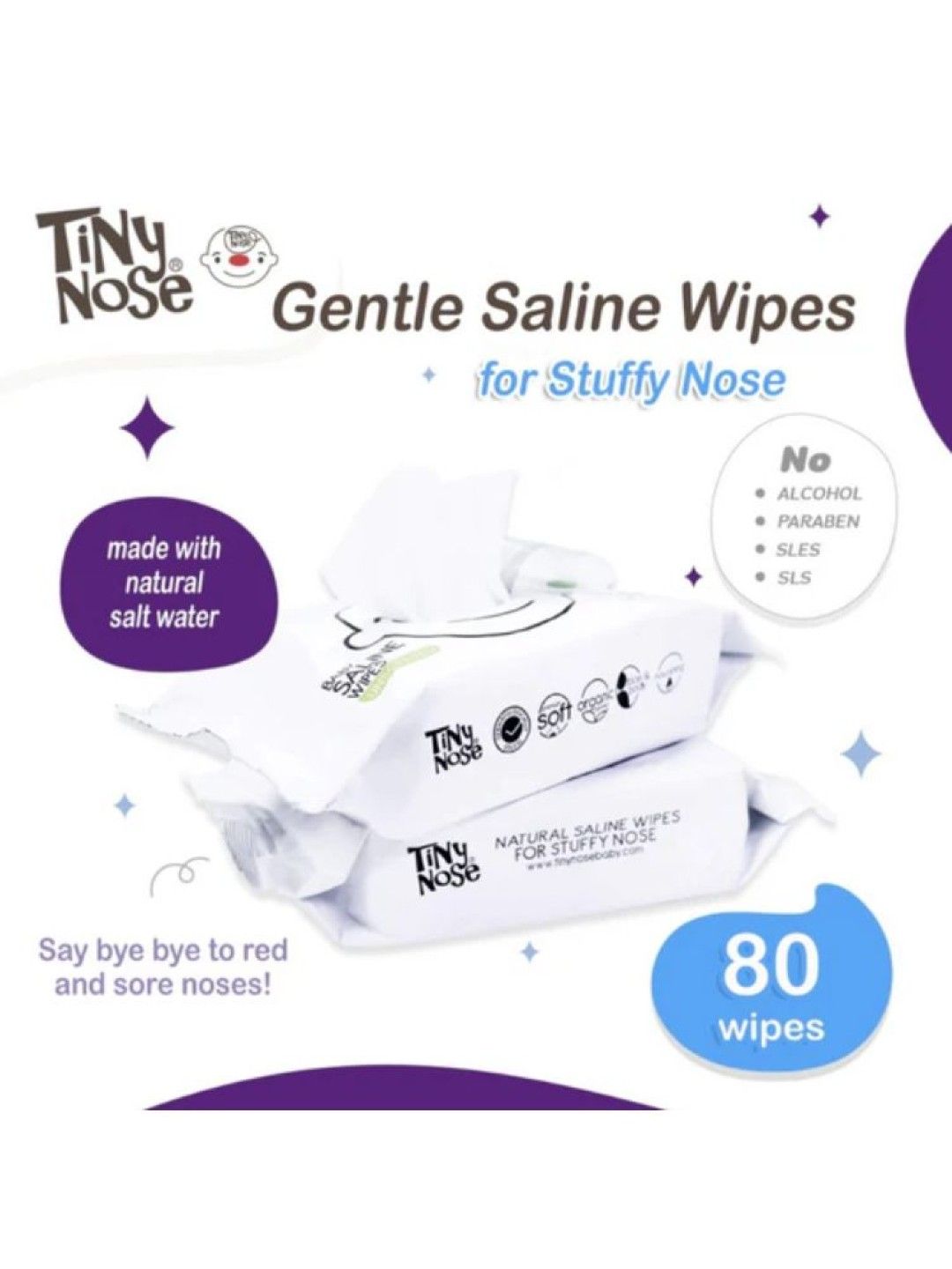 Happy Noz Tiny Nose Saline Baby Wipes - Unscented 50s (No Color- Image 4)
