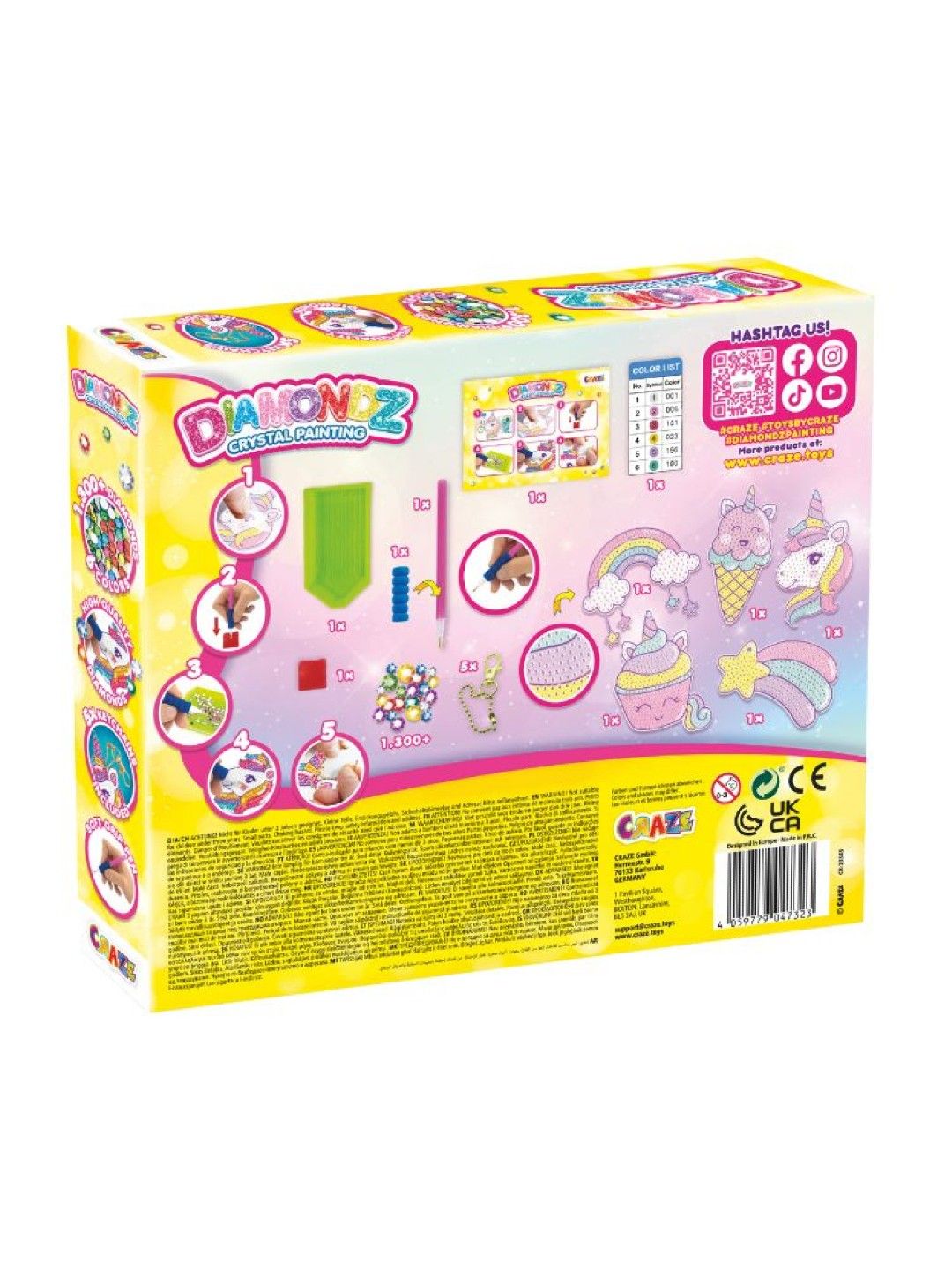 Craze Diamondz DIY Diamond Painting - Unicorn Keychain Set (No Color- Image 4)