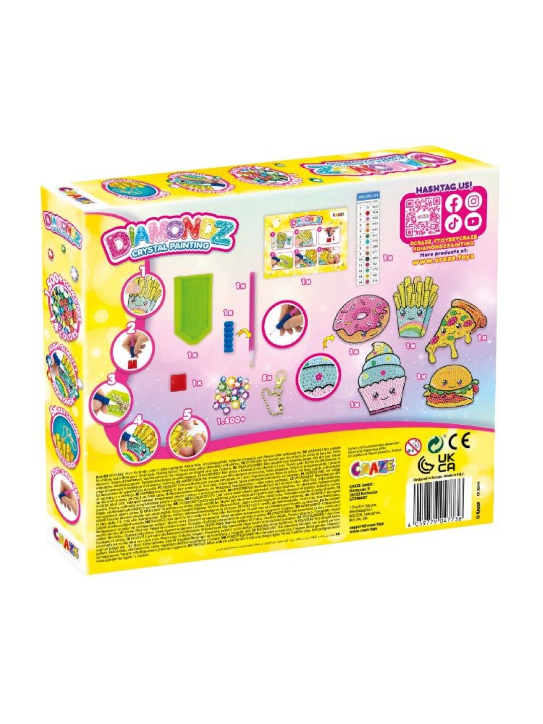 Craze Diamondz DIY Diamond Painting - Snacks Keychain Set (No Color- Image 4)