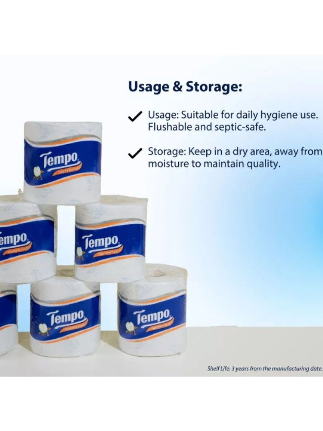 Tempo Vinda Deluxe Toilet Tissue (8 Rolls) (No Color- Image 4)