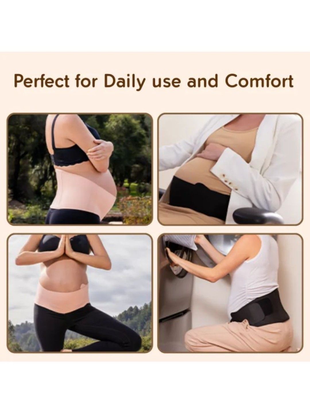 Lunabebe Premium Seamless 2 In 1 Pregnancy Belly And Back Support (Beige- Image 3)