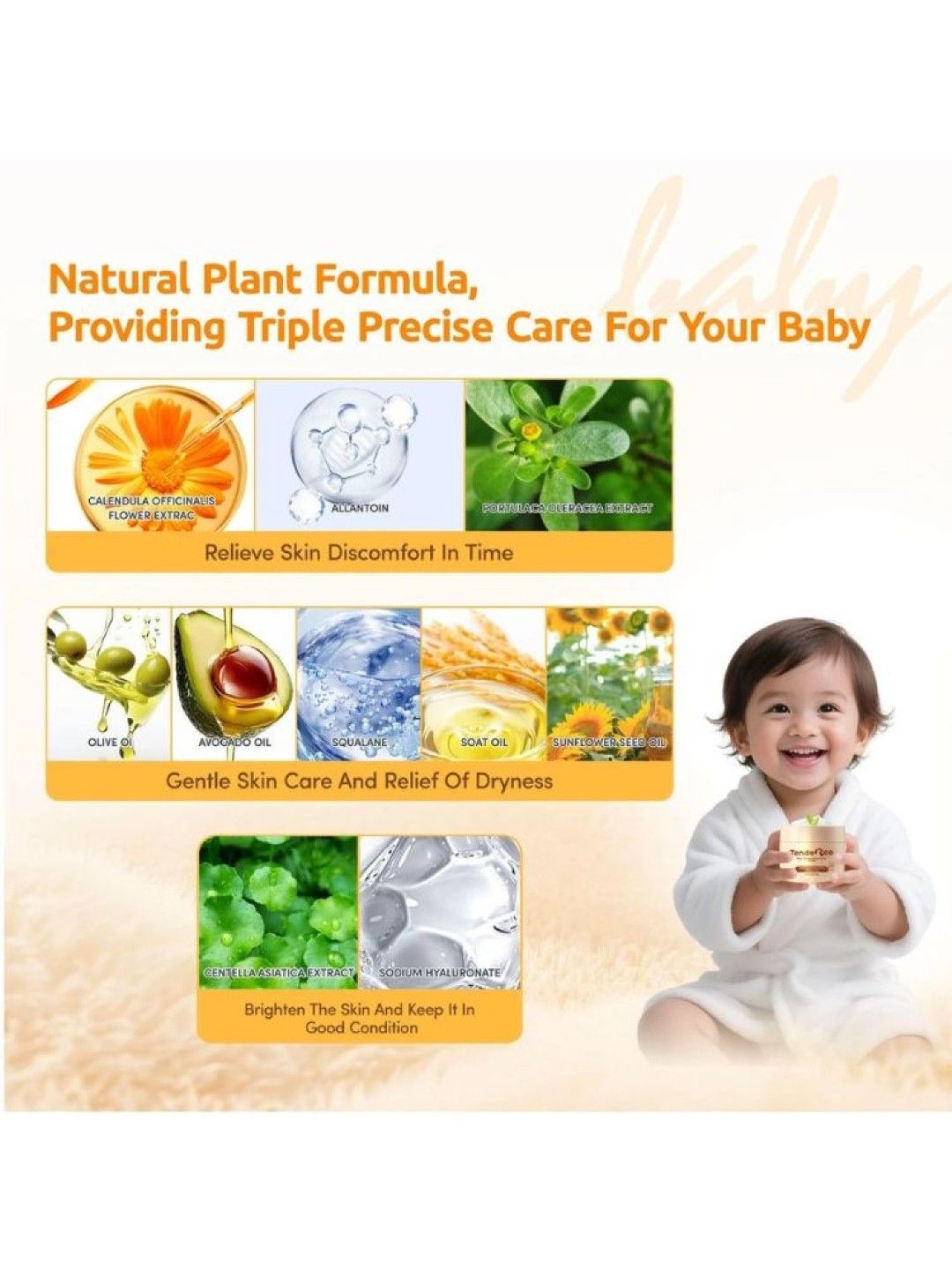 Tenderoo Baby Moisturizing Facial Cream 50g (No Color- Image 3)