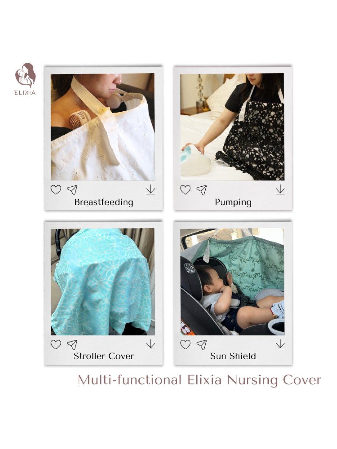 ELIXIA Blush Nursing Cover Set (with Fan) (No Color- Image 4)